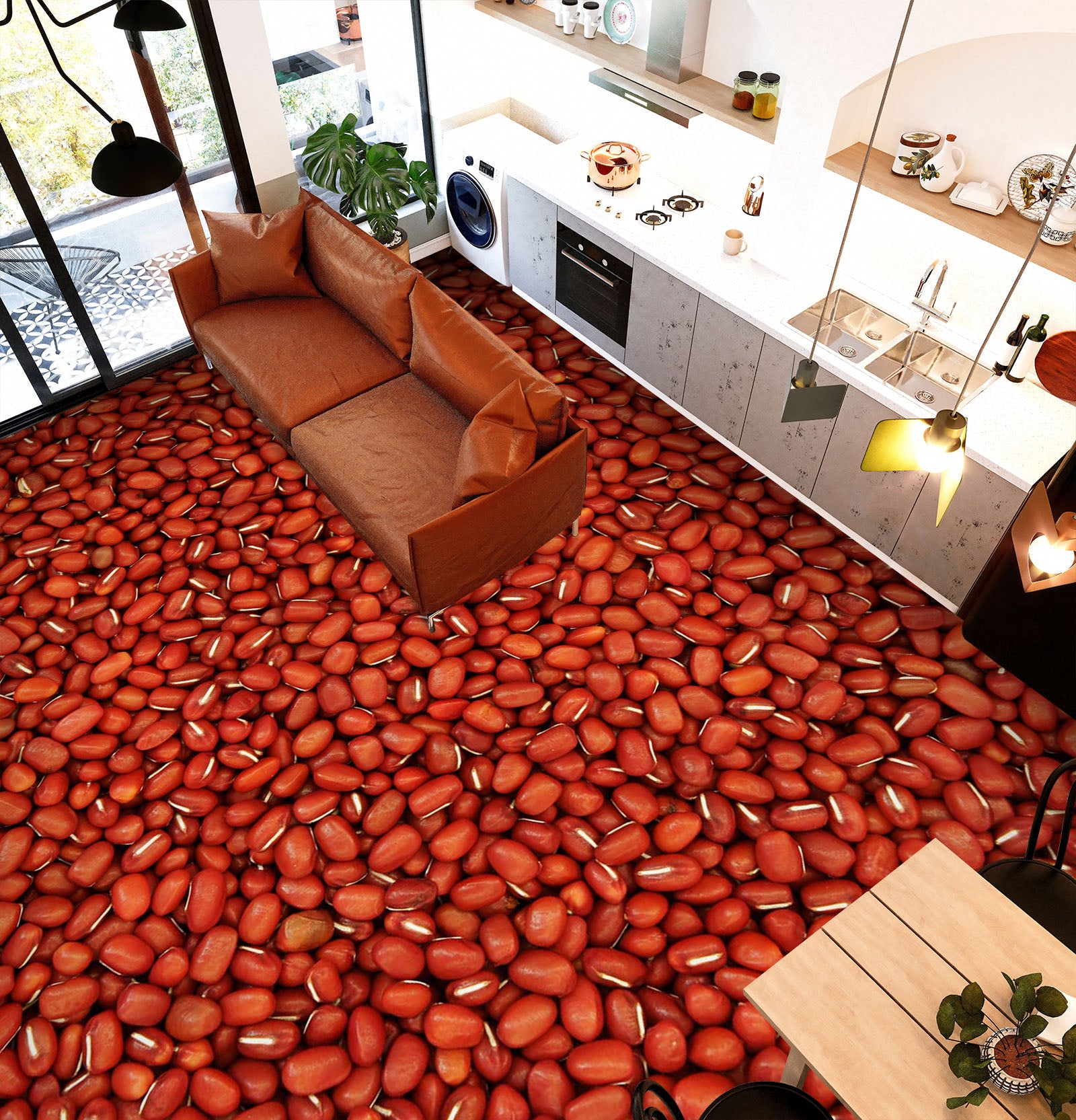 3D Red Bean Acacia 1490 Floor Mural  Wallpaper Murals Self-Adhesive Removable Print Epoxy