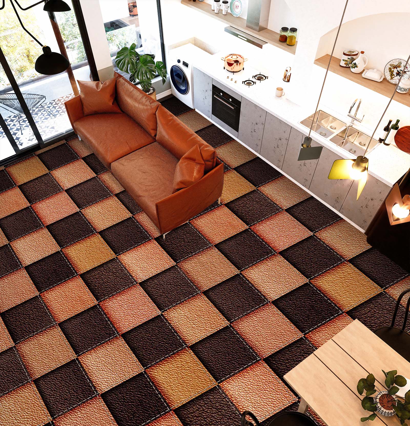 3D Two Kinds Of Brown Squares 1417 Floor Mural  Wallpaper Murals Self-Adhesive Removable Print Epoxy