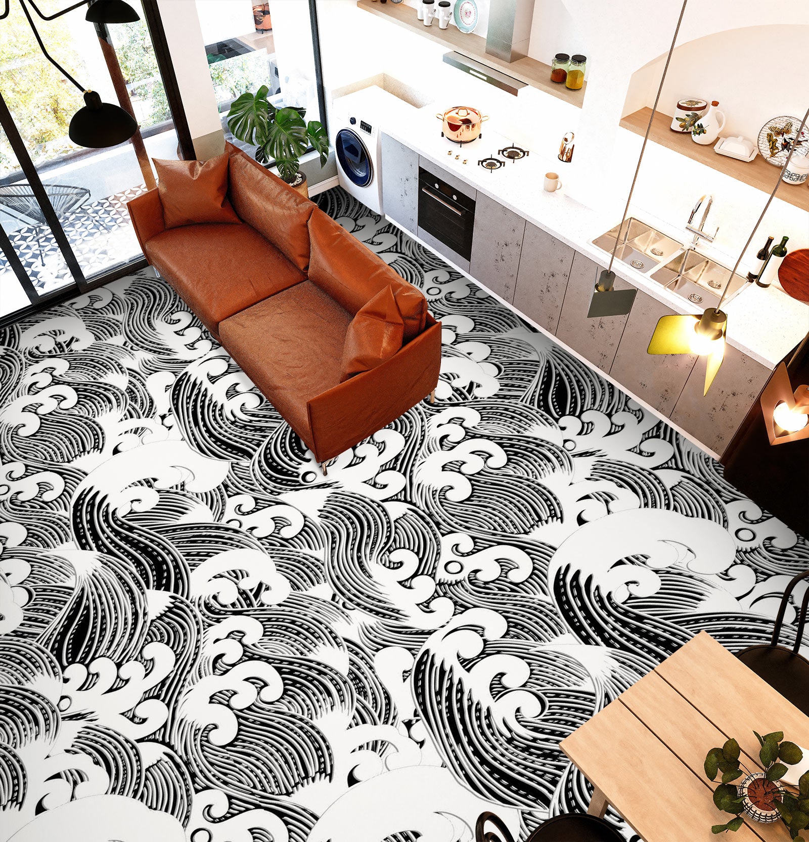 3D Black And White Spray Painting 1117 Floor Mural  Wallpaper Murals Self-Adhesive Removable Print Epoxy
