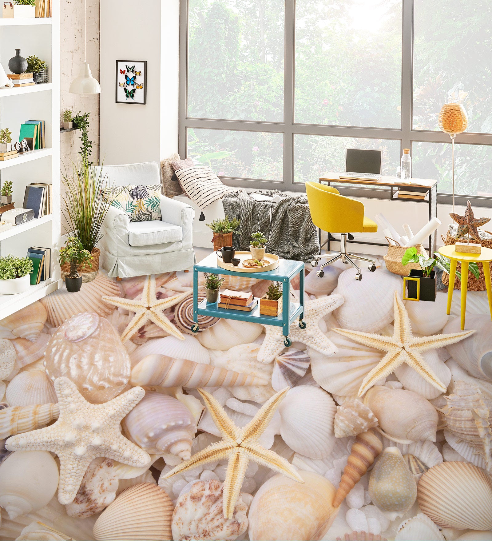 3D Starfish And Conch 454 Floor Mural  Wallpaper Murals Rug & Mat Print Epoxy waterproof bath floor