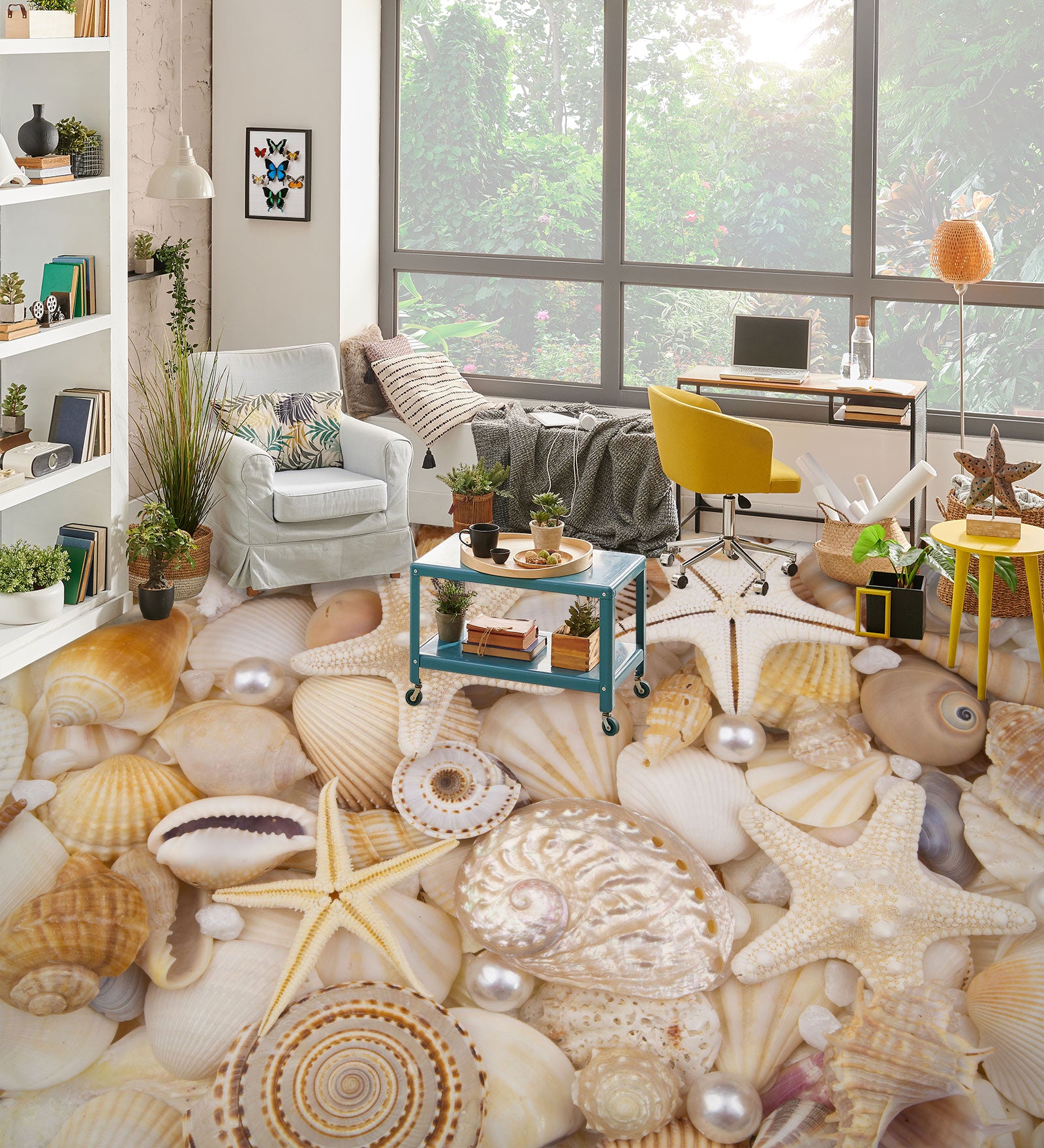 3D Premium Shells And Conch 440 Floor Mural  Wallpaper Murals Rug & Mat Print Epoxy waterproof bath floor