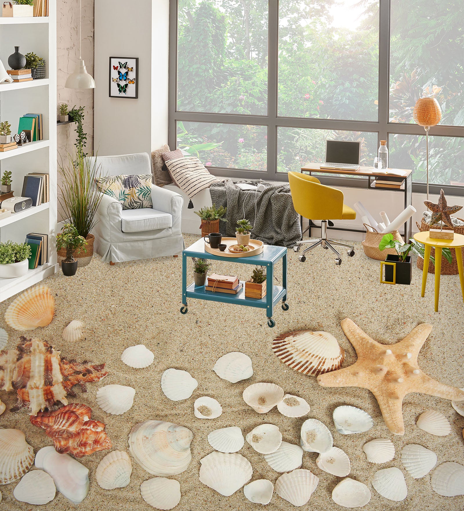 3D White Shells 313 Floor Mural  Wallpaper Murals Rug & Mat Print Epoxy waterproof bath floor