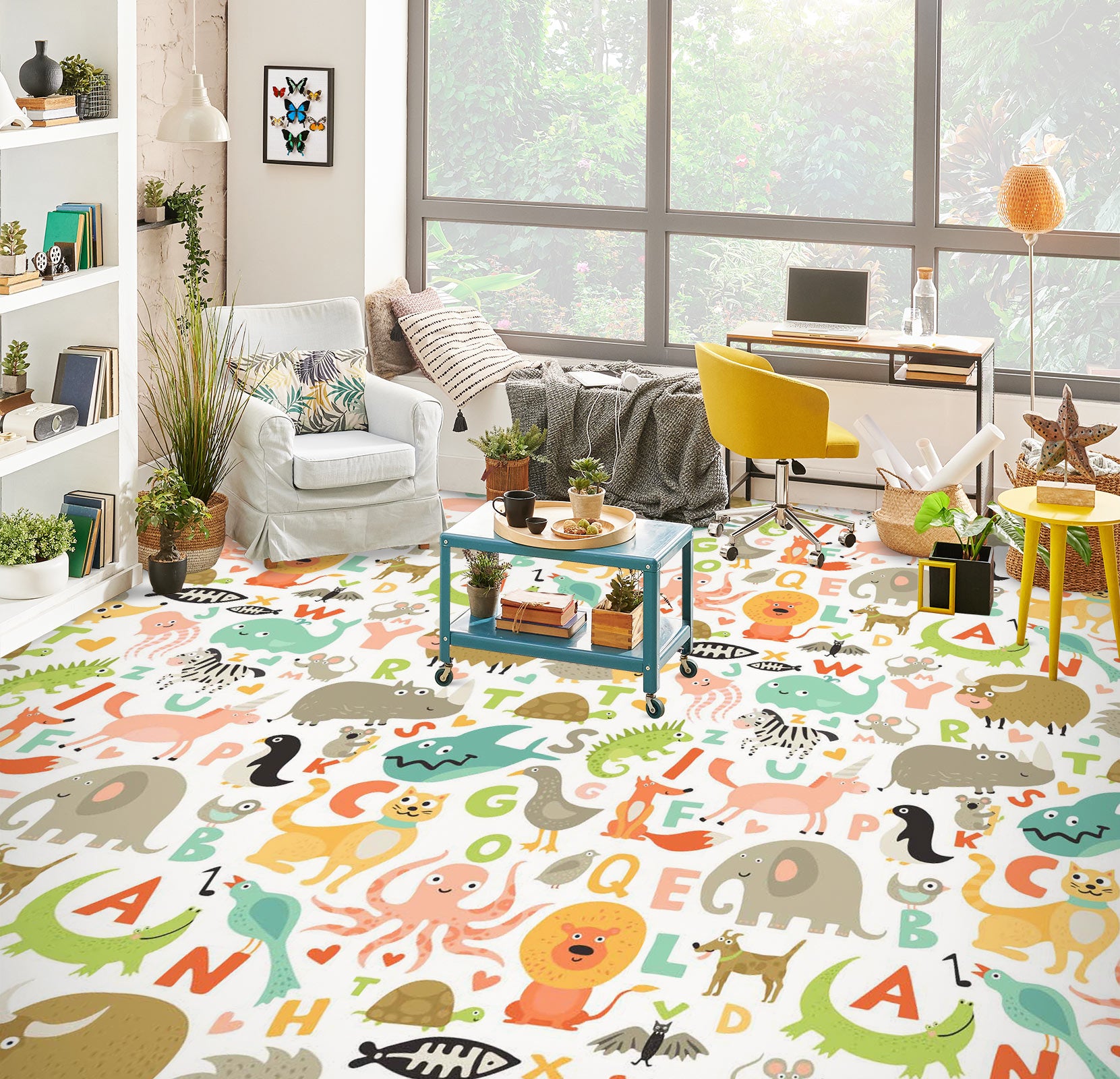 3D Letters And Animals 1152 Floor Mural  Wallpaper Murals Self-Adhesive Removable Print Epoxy