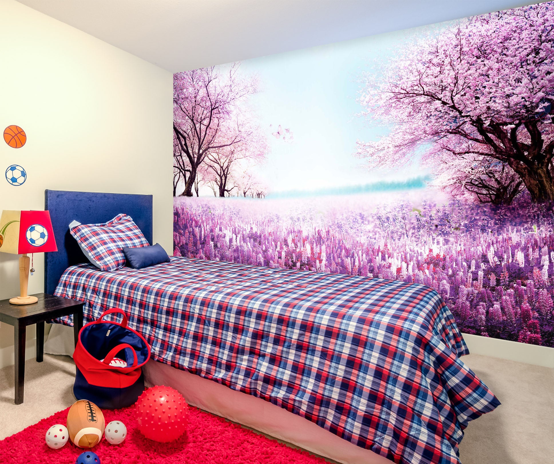 3D Purple Flowers 1612 Wall Murals