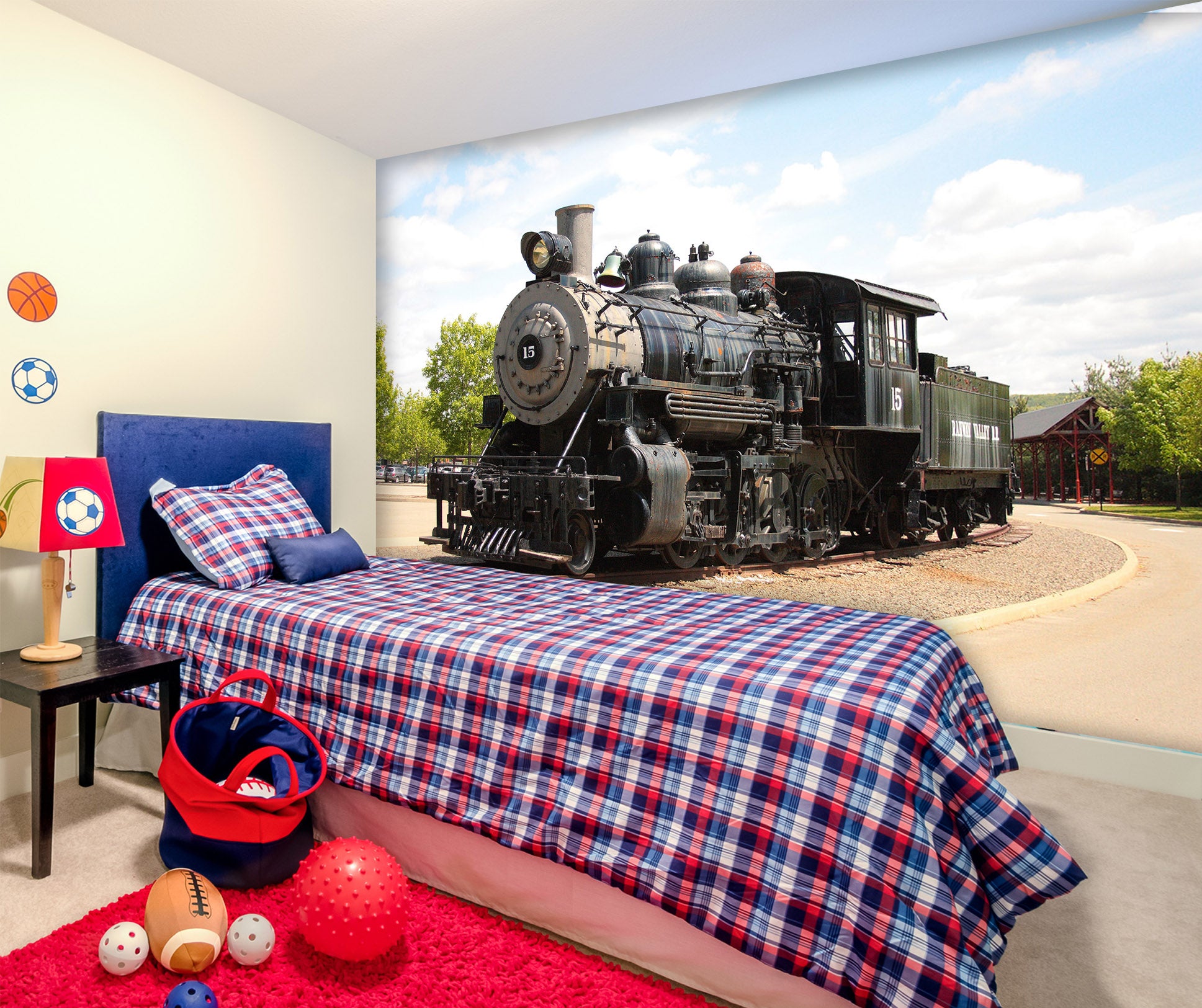 3D Vintage Train Head 178 Vehicle Wall Murals