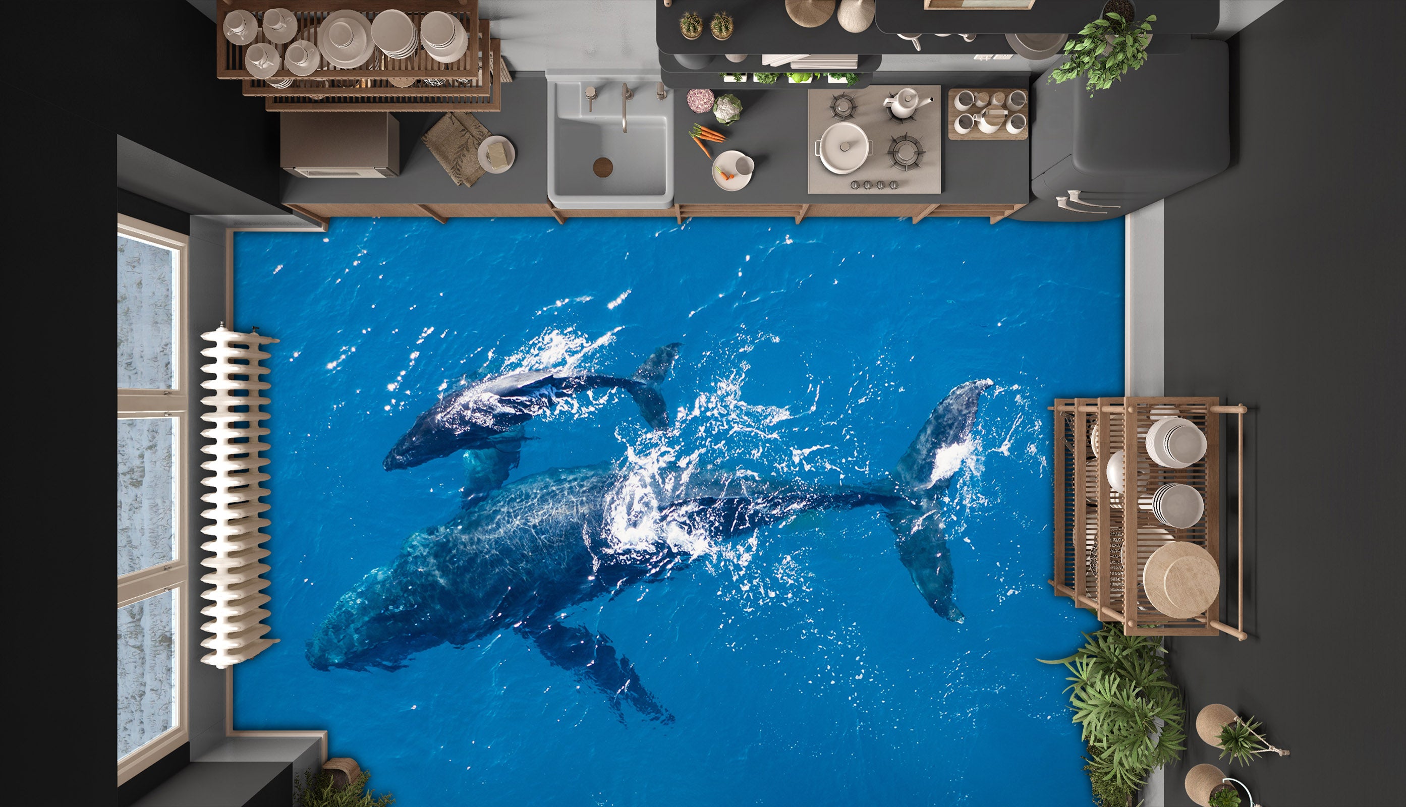 3D Scary Shark 968 Floor Mural  Wallpaper Murals Self-Adhesive Removable Print Epoxy