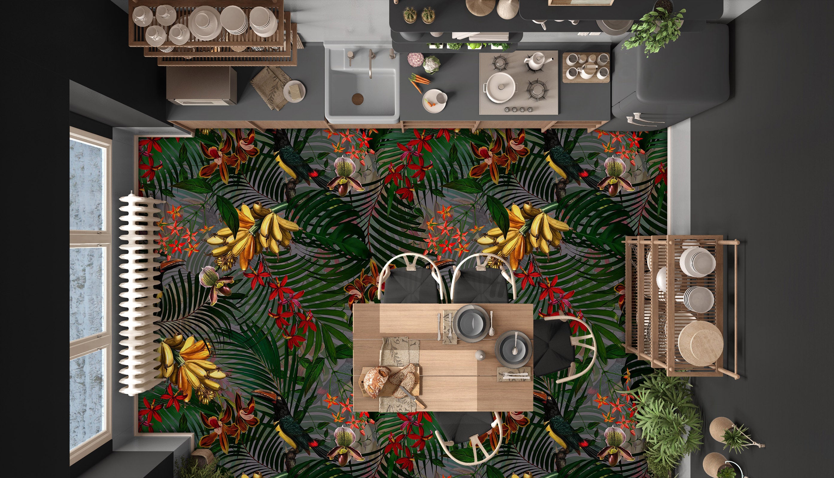 3D Leaves 99186 Uta Naumann Floor Mural  Wallpaper Murals Self-Adhesive Removable Print Epoxy