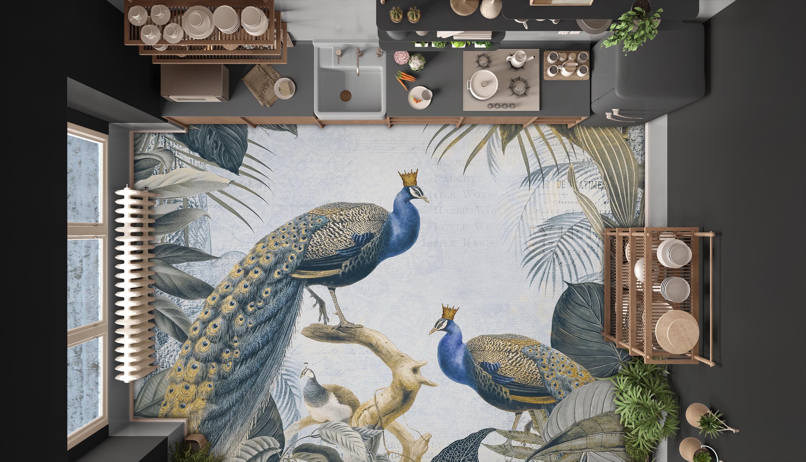 3D Peacock 104142 Andrea Haase Floor Mural  Wallpaper Murals Self-Adhesive Removable Print Epoxy