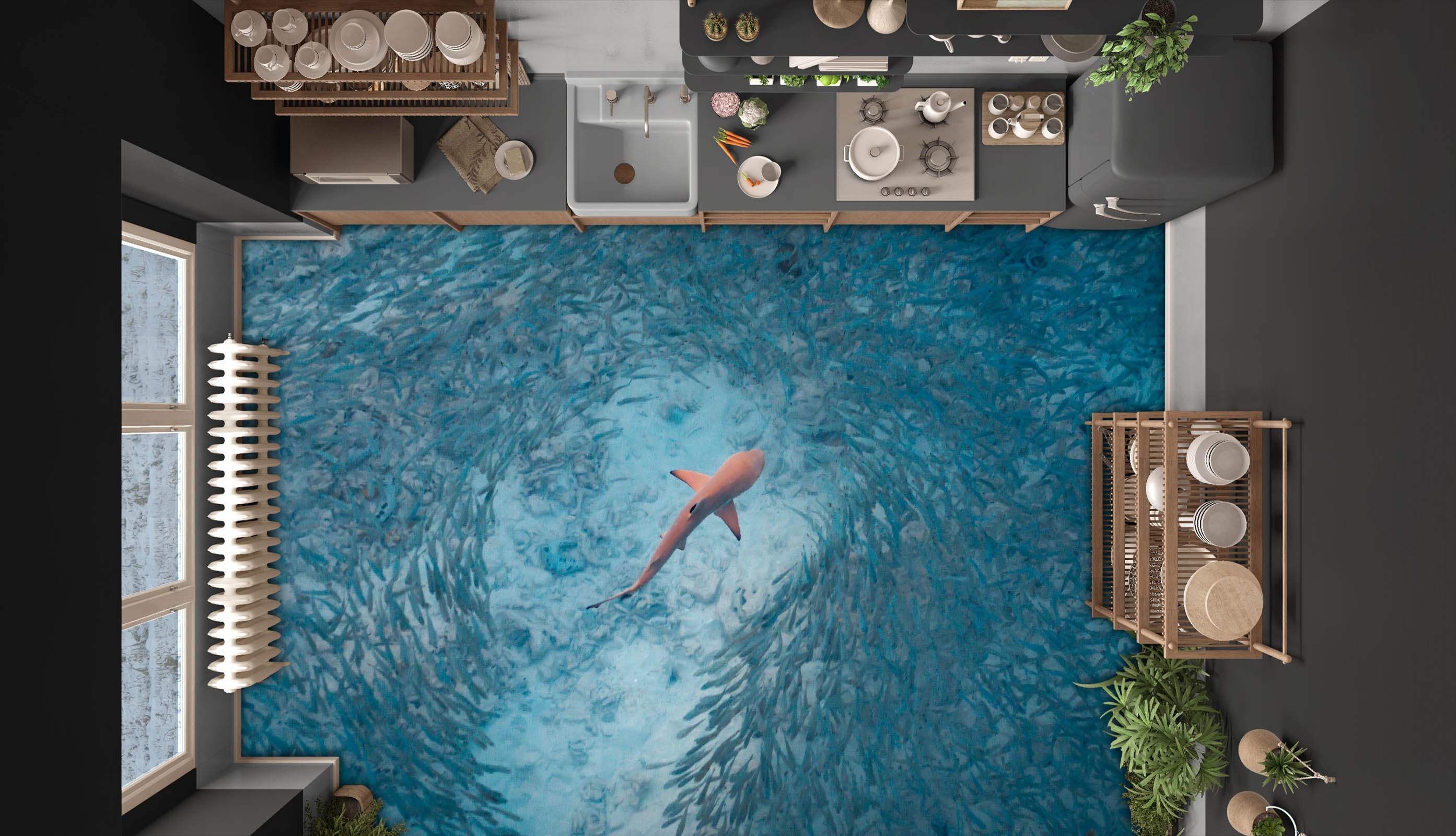 3D Big Red Fish 870 Floor Mural  Wallpaper Murals Rug & Mat Print Epoxy waterproof bath floor