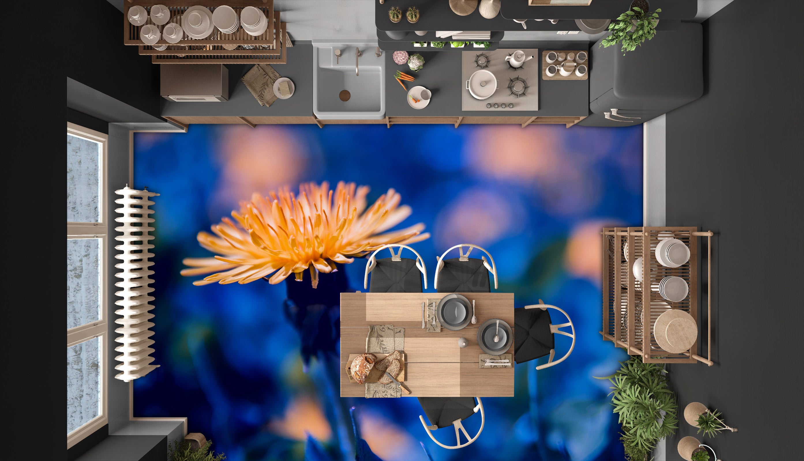 3D Small Yellow Chrysanthemum 1265 Floor Mural  Wallpaper Murals Self-Adhesive Removable Print Epoxy