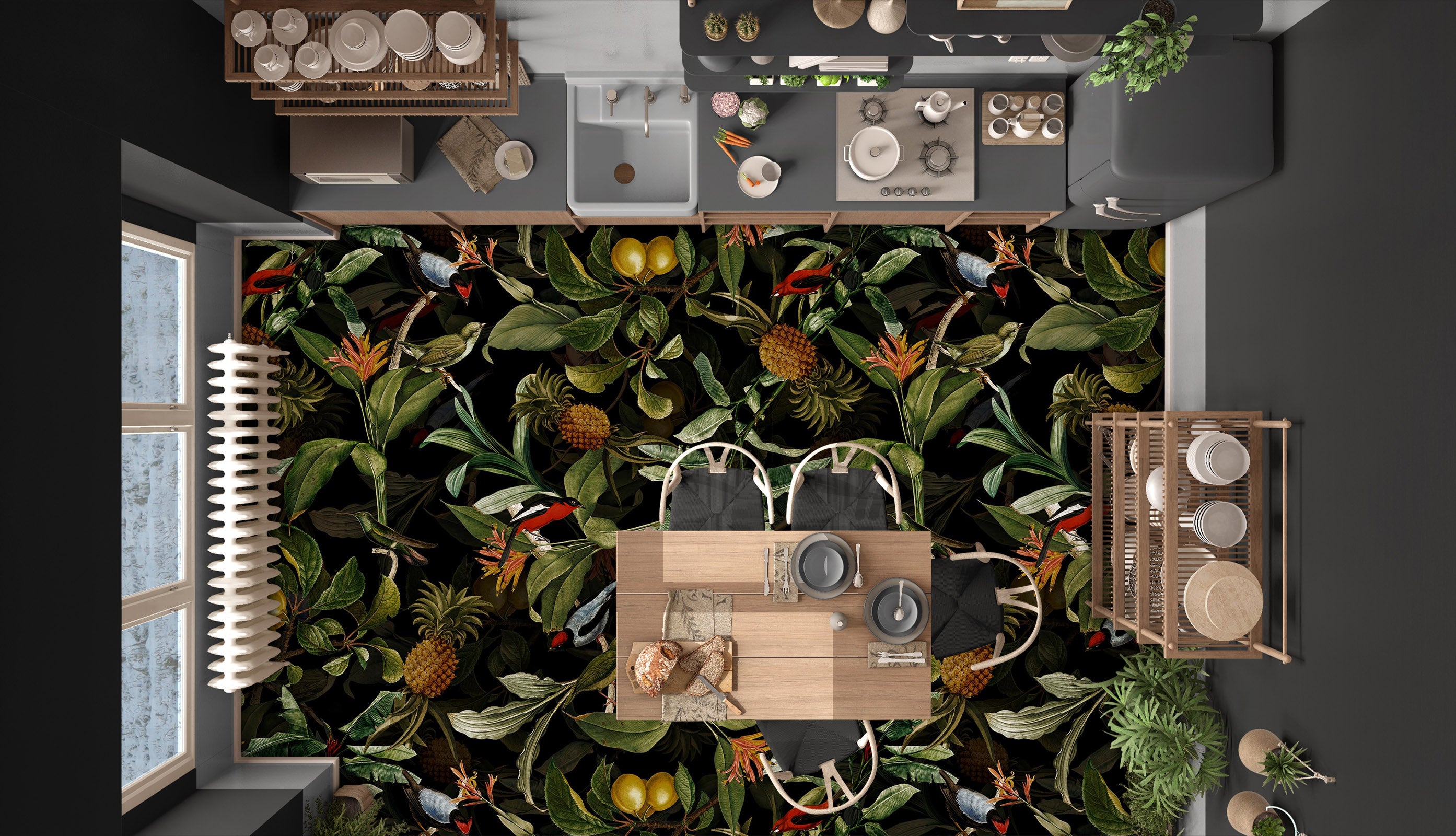 3D Fruit Leaves 99198 Uta Naumann Floor Mural  Wallpaper Murals Self-Adhesive Removable Print Epoxy