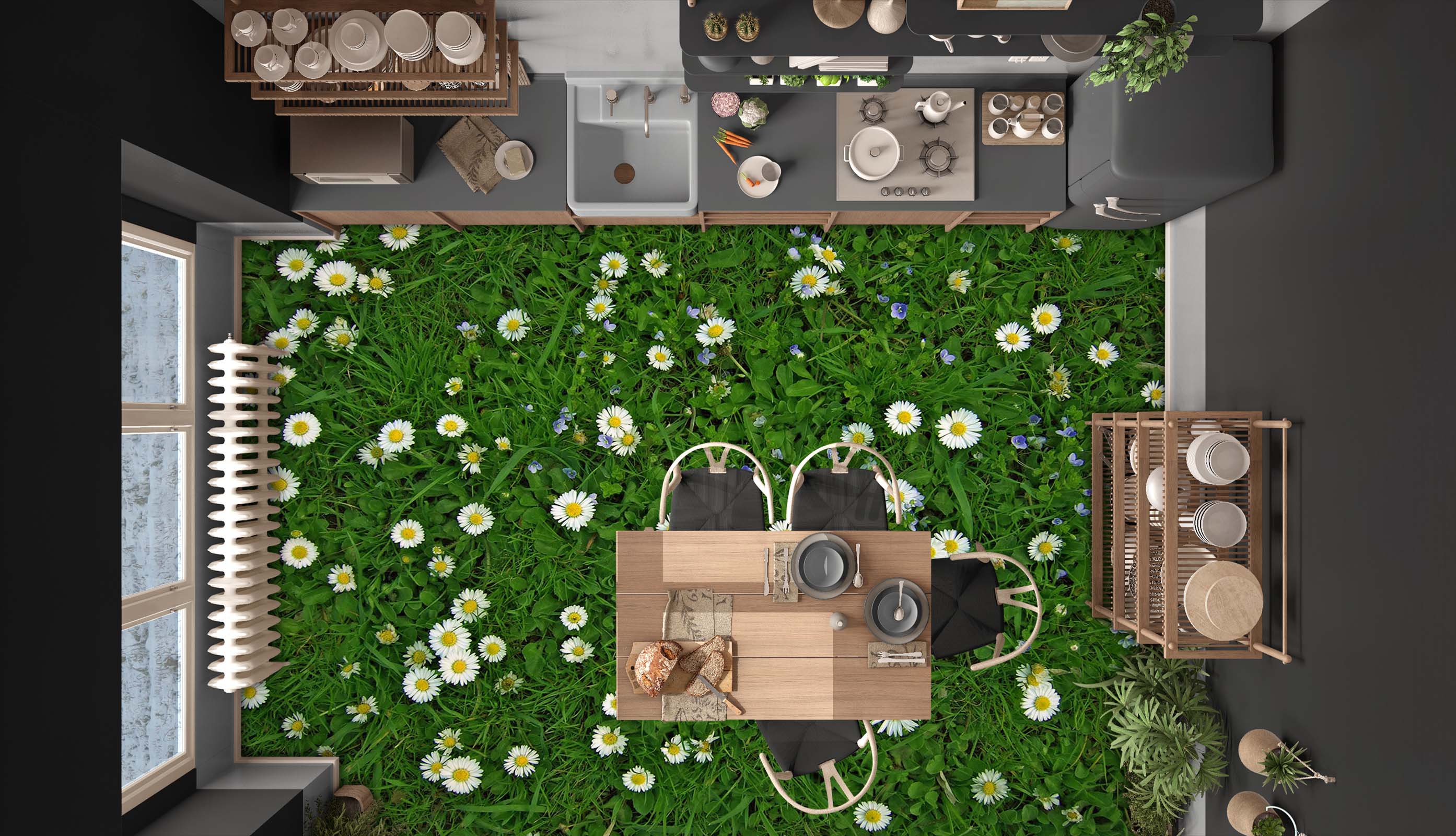 3D Fresh White Daisies 512 Floor Mural  Wallpaper Murals Rug & Mat Print Epoxy waterproof bath floor