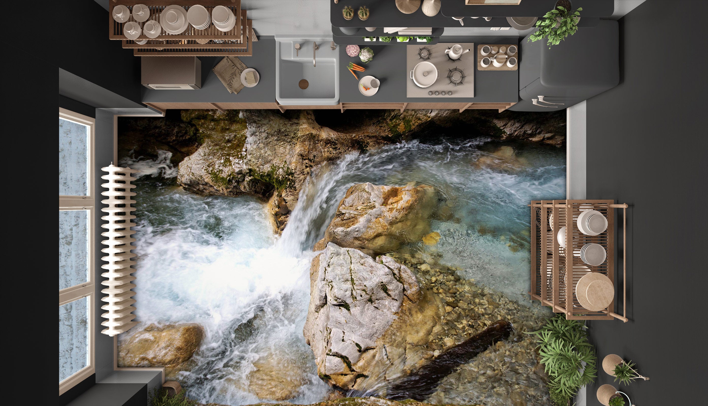 3D Fierce Splash 1009 Floor Mural  Wallpaper Murals Self-Adhesive Removable Print Epoxy