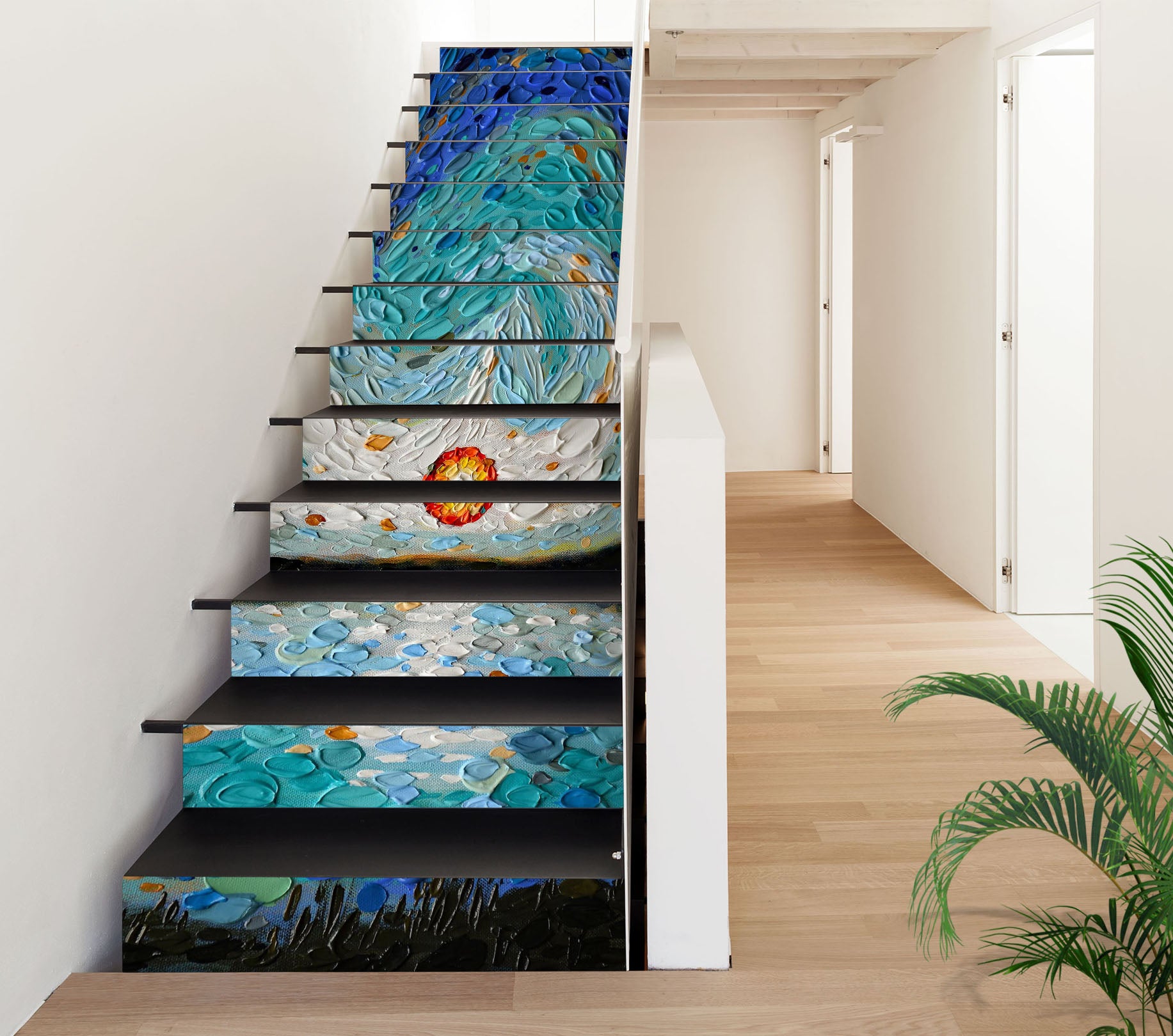 3D Blue Stone Pattern 96136 Dena Tollefson Stair Risers