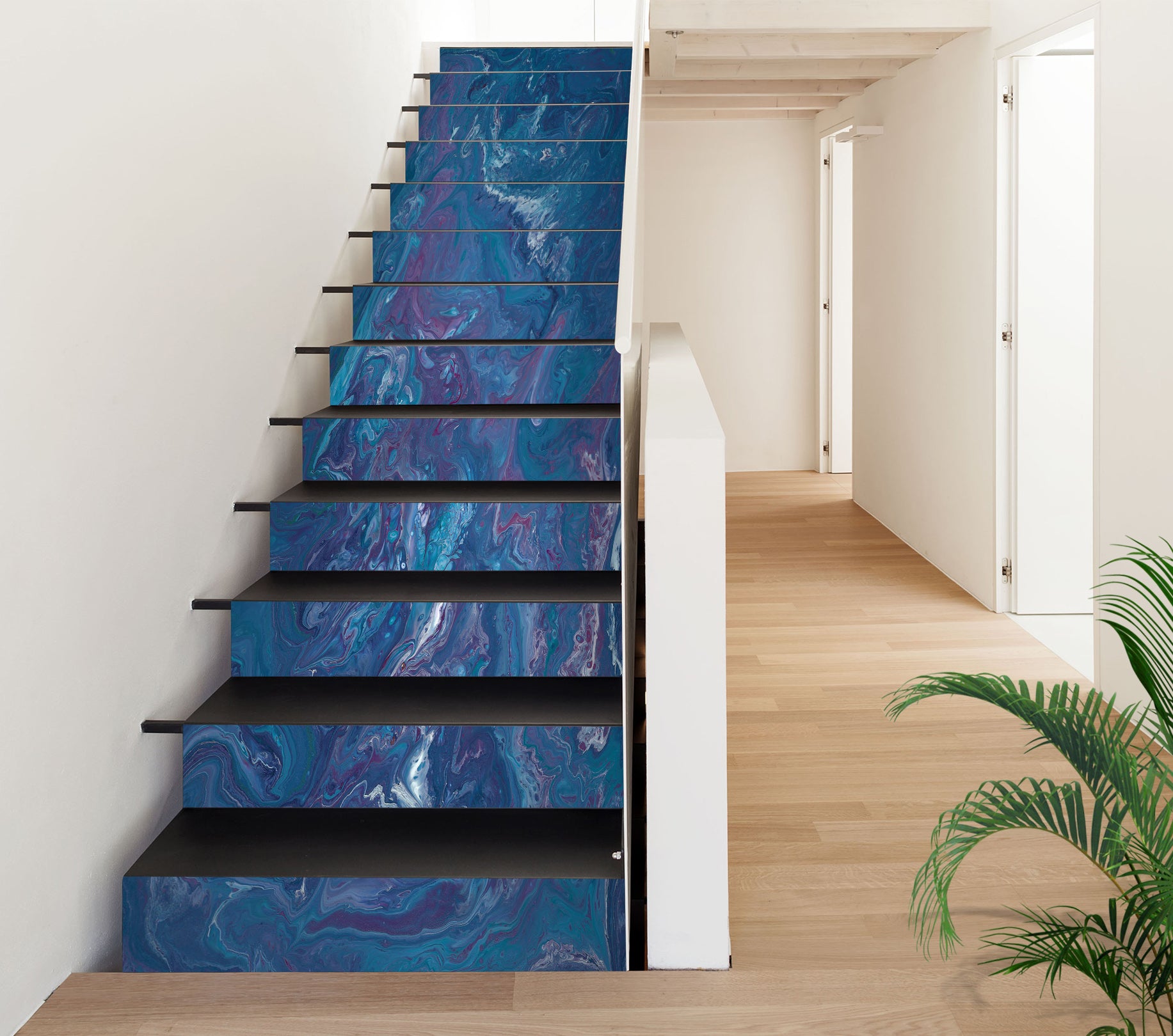 3D Intense Blue Calm 609 Stair Risers