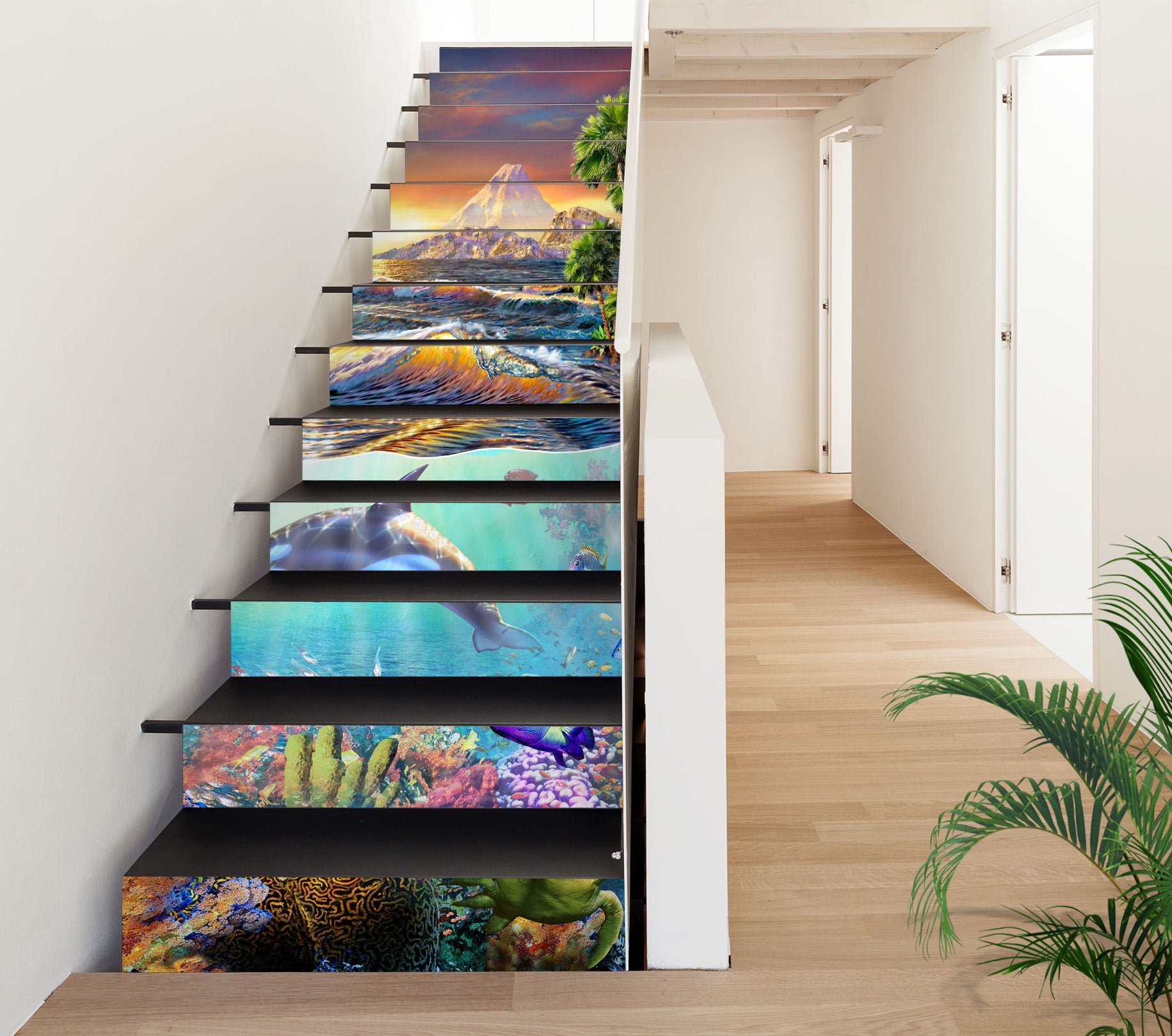 3D Underwater Whale Colorful Coral 96169 Adrian Chesterman Stair Risers
