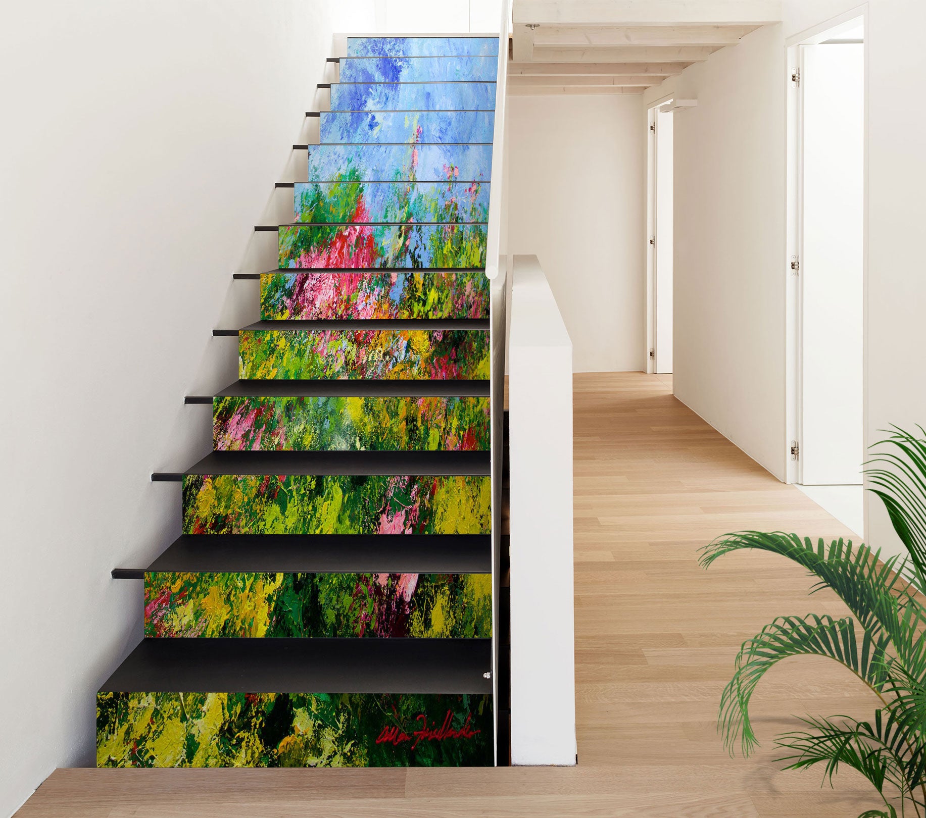 3D Flower Bush Blue Sky 9014 Allan P. Friedlander Stair Risers