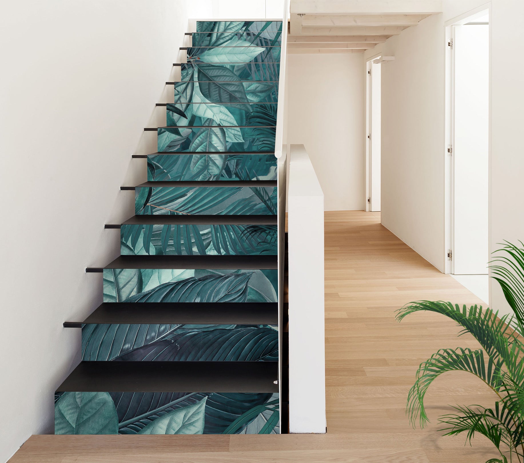 3D Green Jungle Leaves 10468 Andrea Haase Stair Risers
