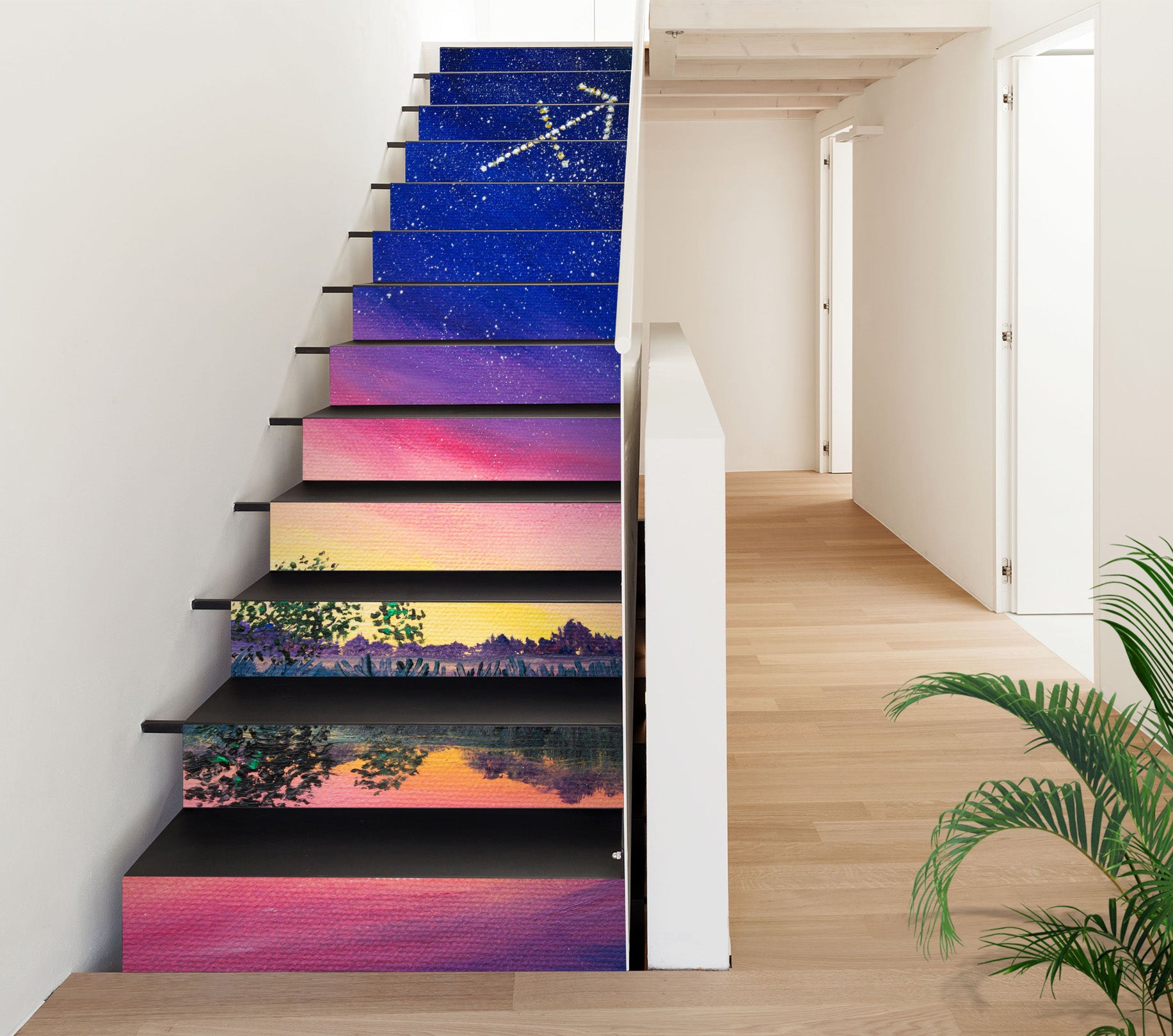 3D Color Sky Lake Shadow 8819 Marina Zotova Stair Risers