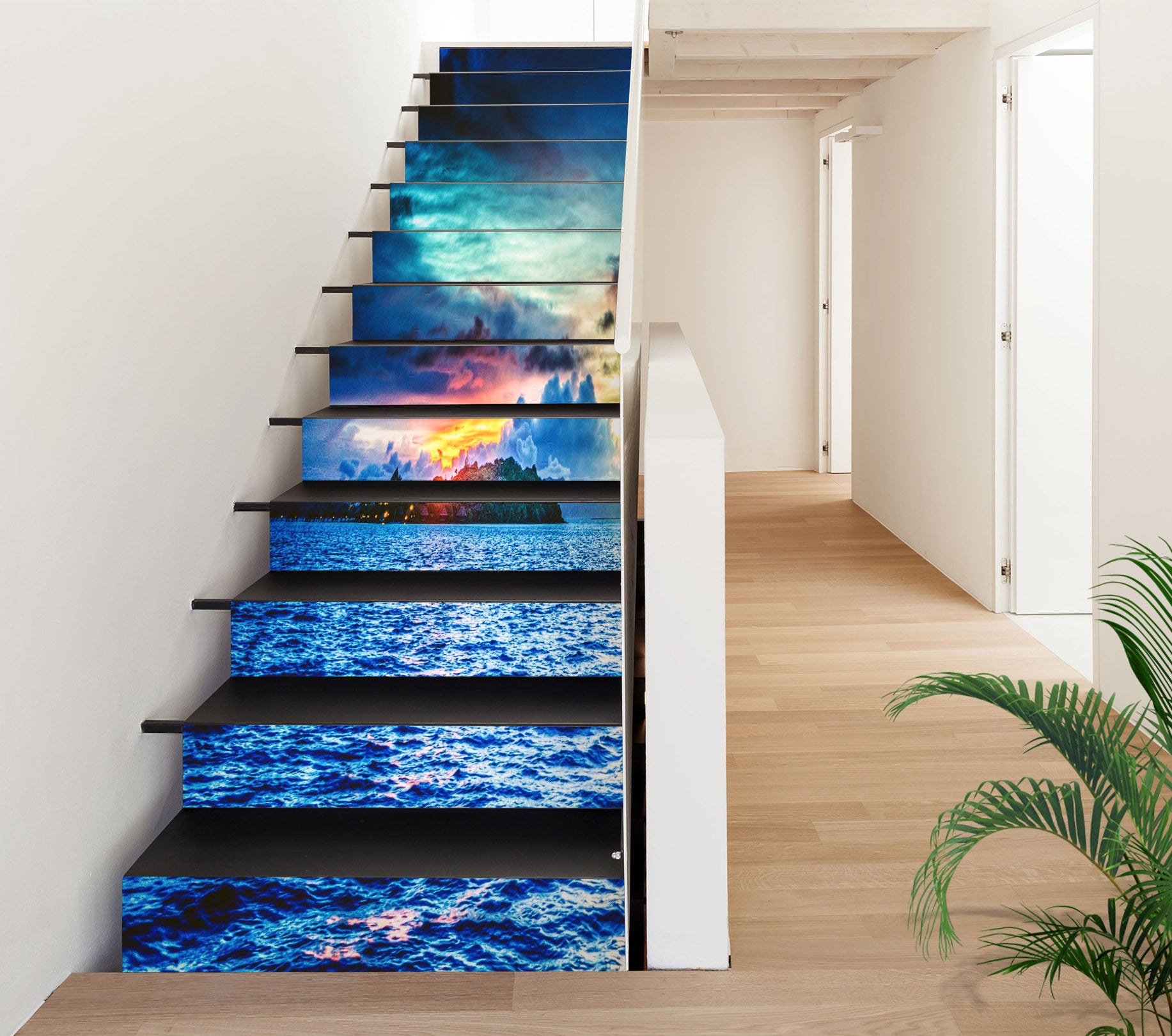 3D The Other Side Of Sea Blue 632 Stair Risers