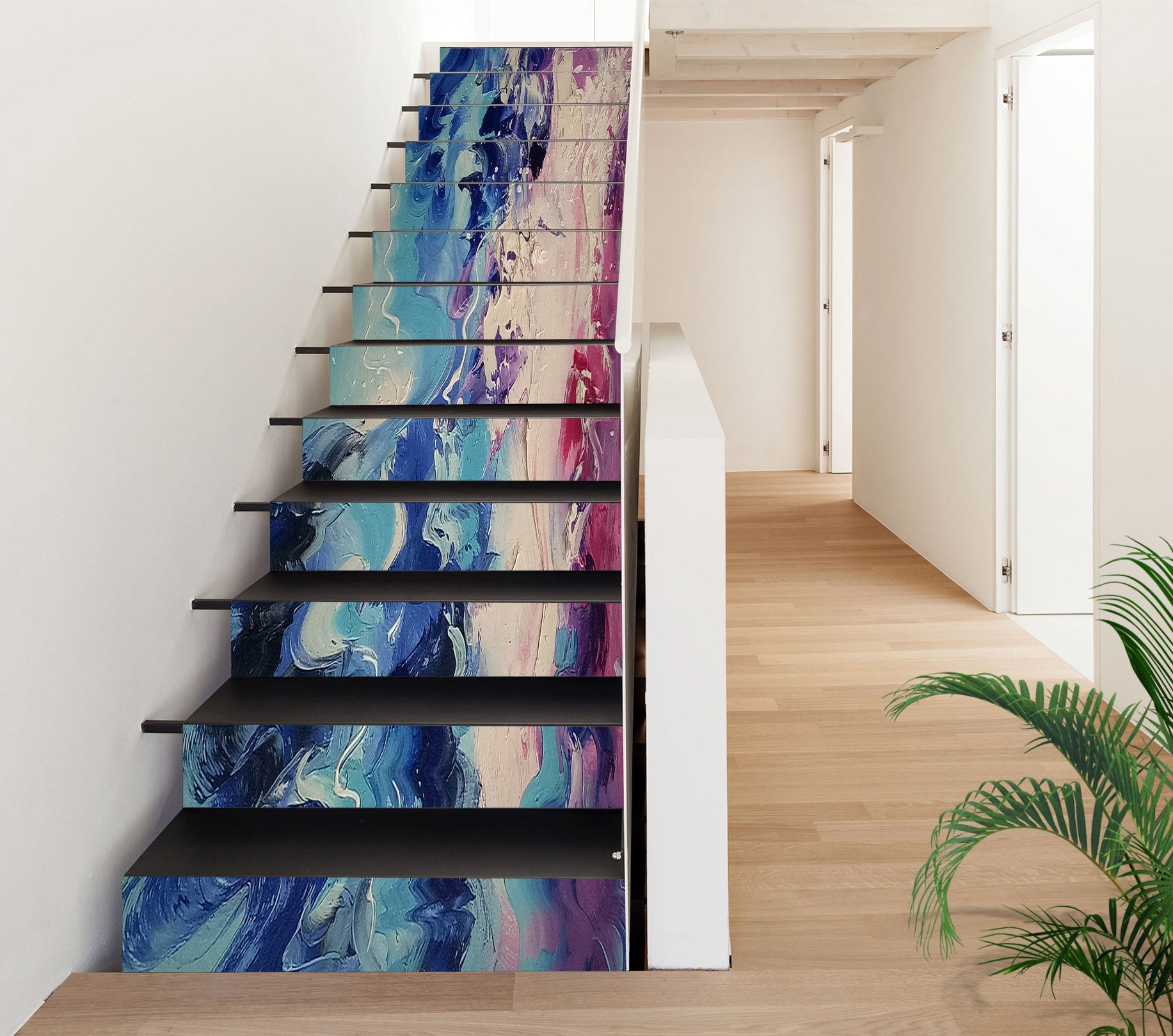 3D Blue Irregular Memory 585 Stair Risers