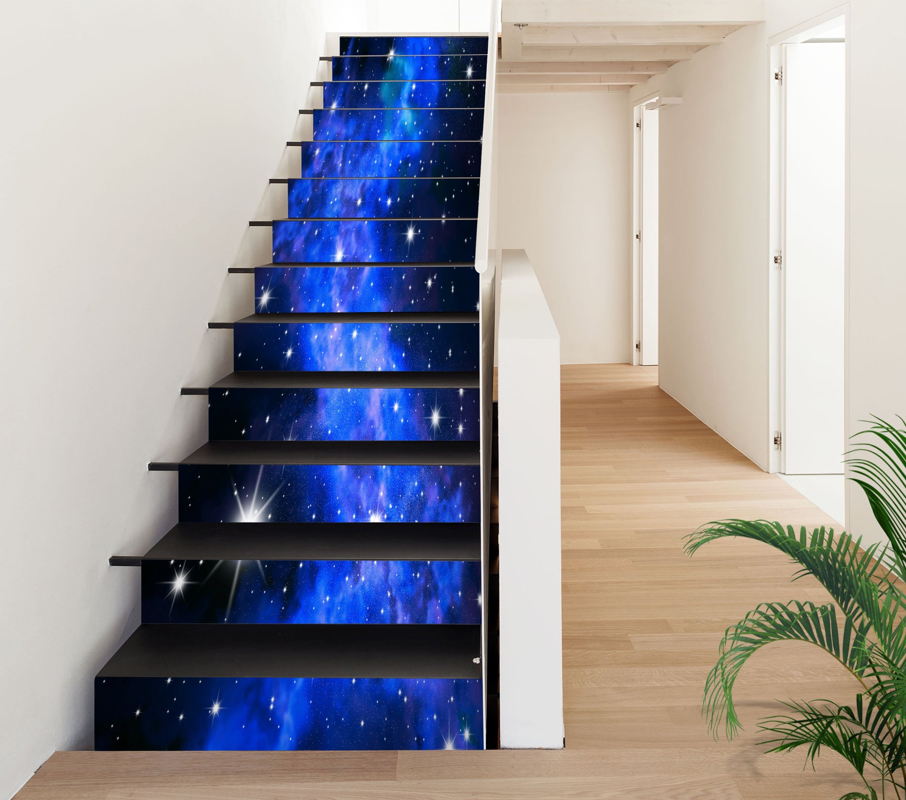 3D Deep Blue Galaxy 398 Stair Risers