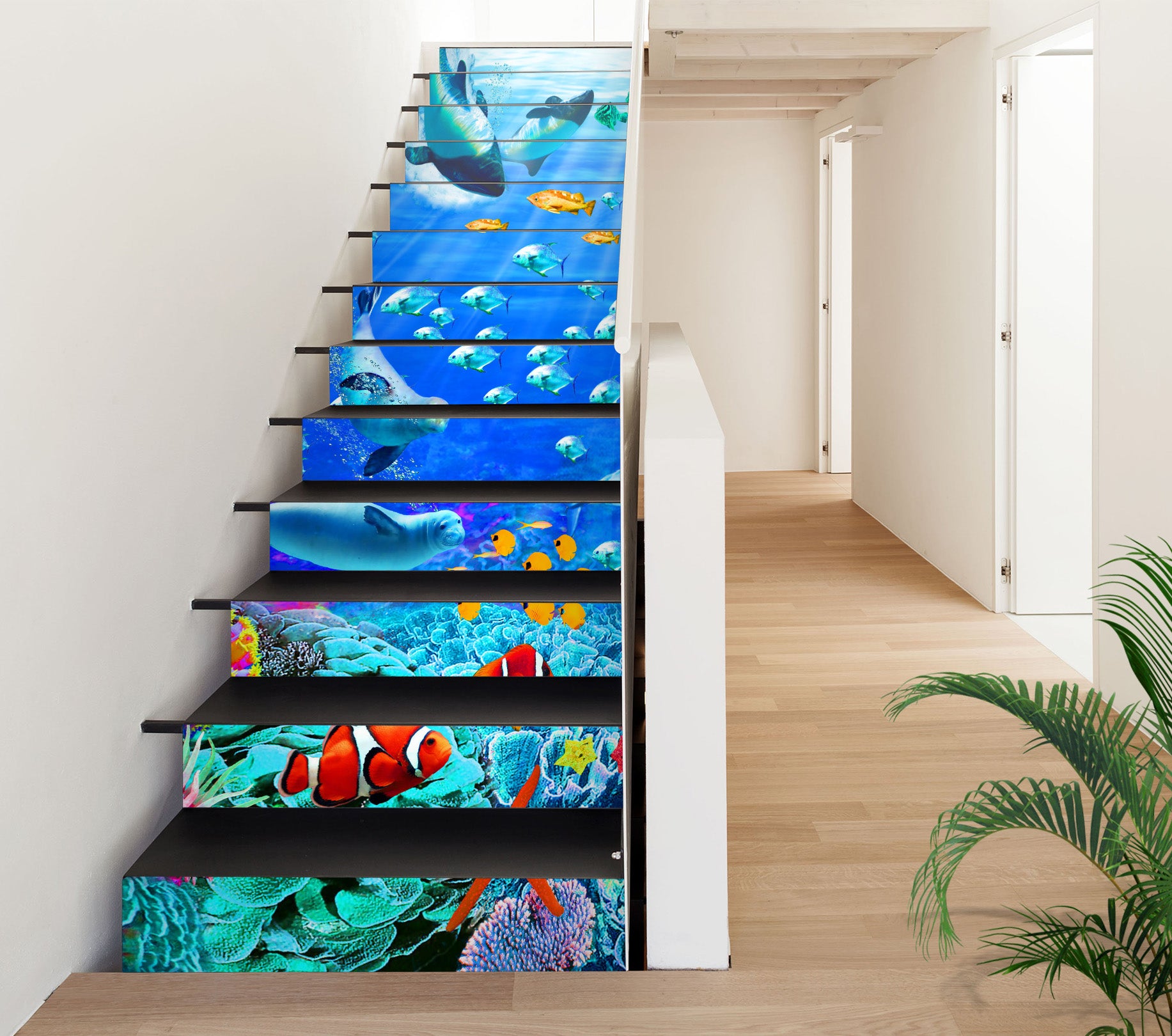 3D Ocean Dolphin Whale Color Fish 96187 Adrian Chesterman Stair Risers