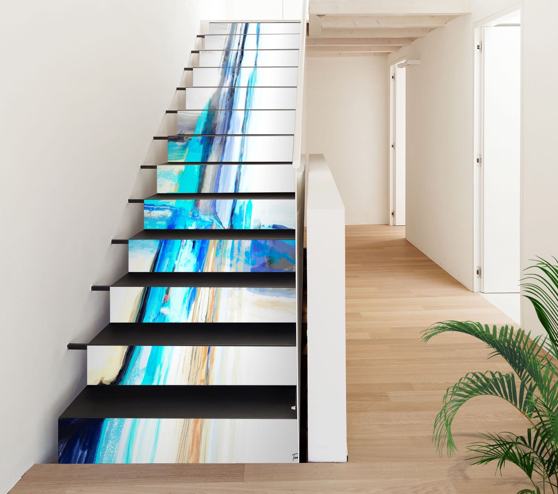 3D White Blue Texture 9460 Michael Tienhaara Stair Risers