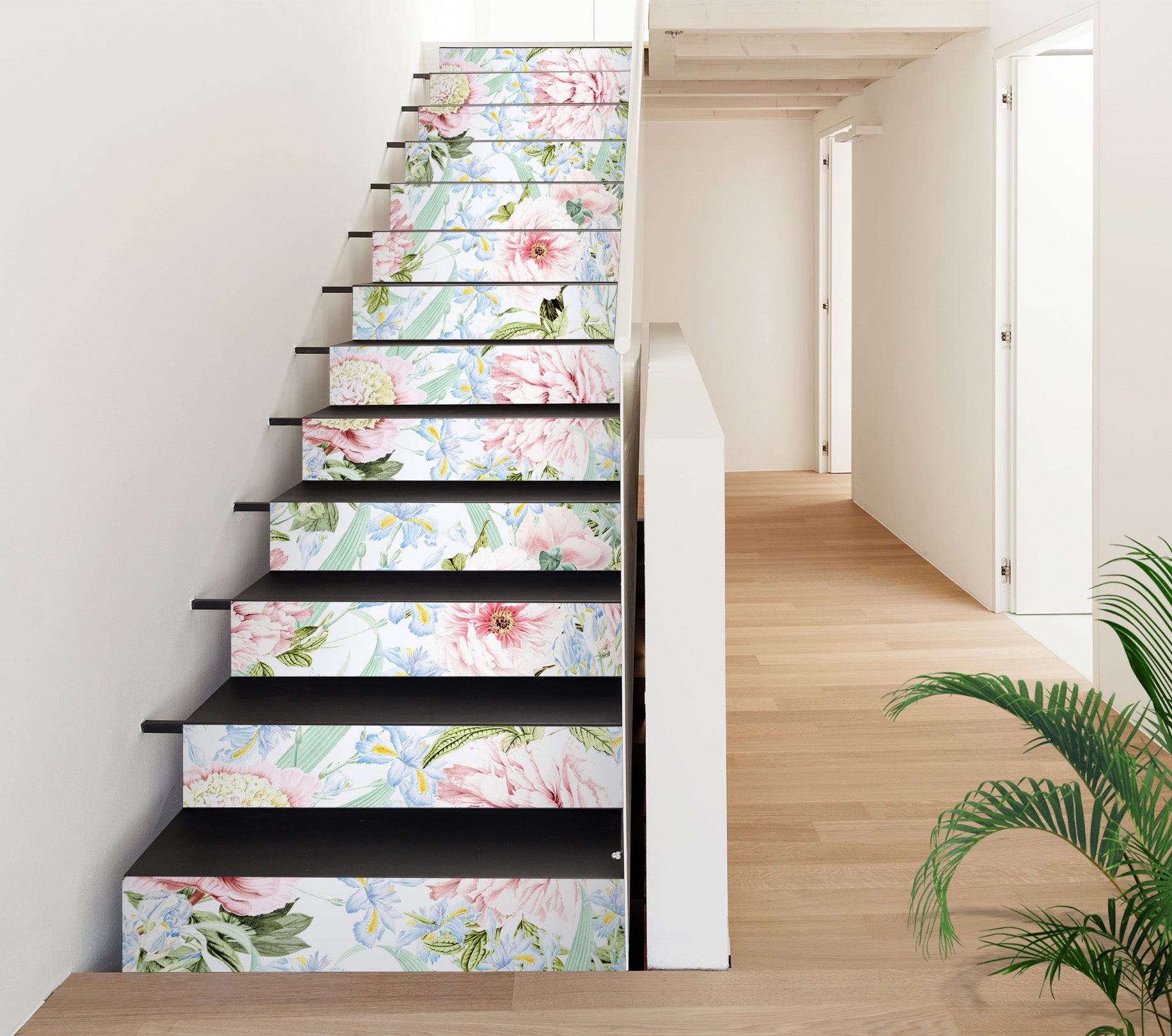 3D Light Pink Flowers 10437 Uta Naumann Stair Risers