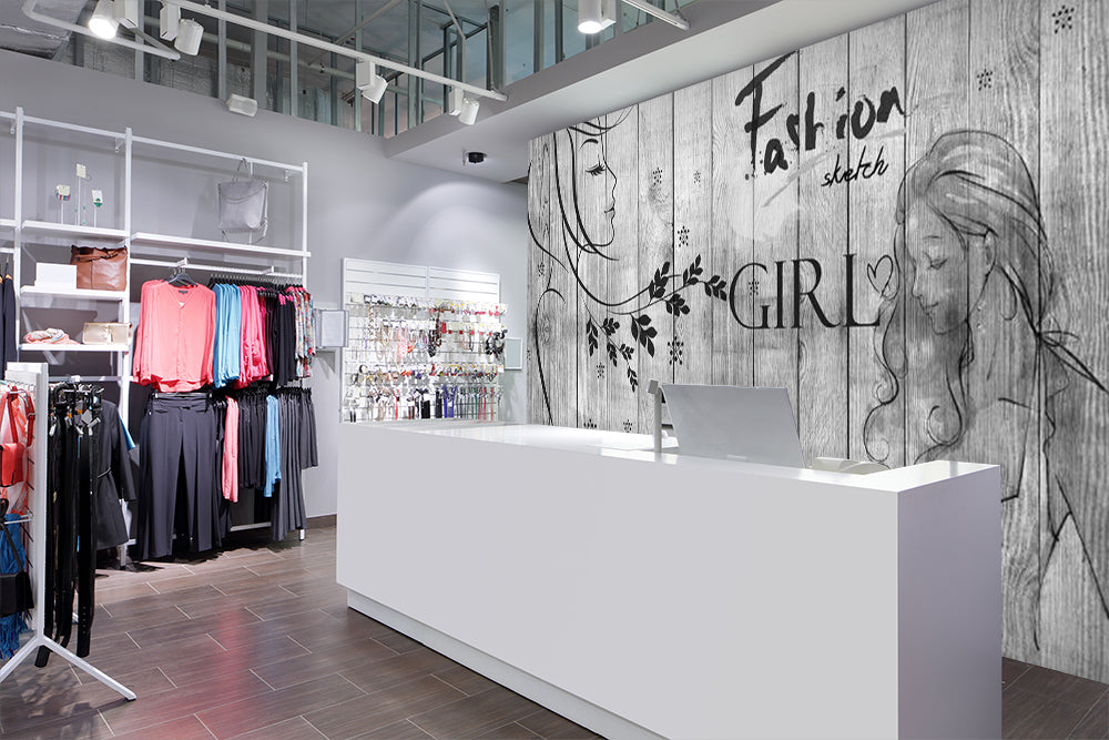 3D Sketch Girl 1601 Wall Murals