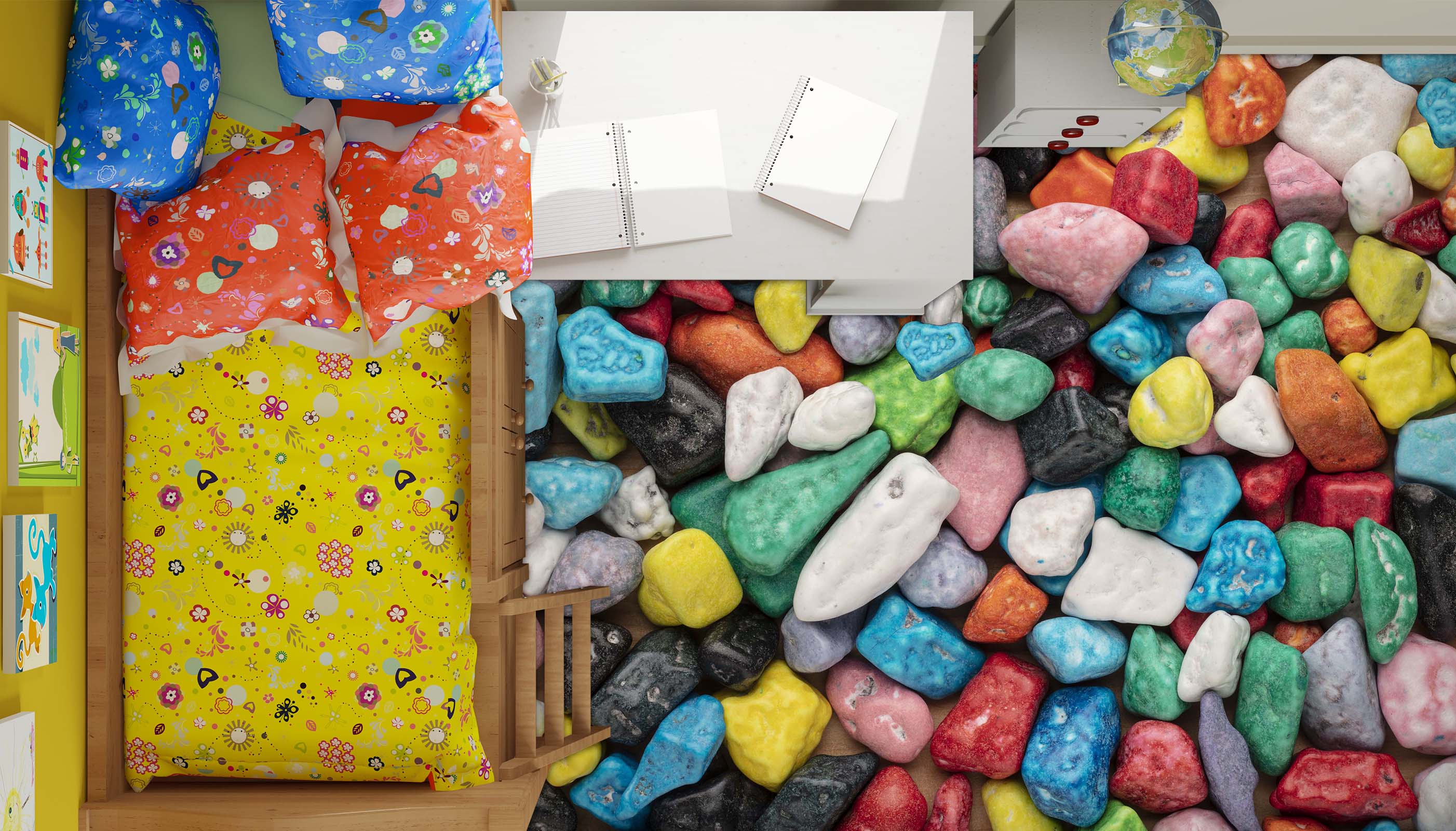 3D Gorgeous Colored Stones 934 Floor Mural  Wallpaper Murals Rug & Mat Print Epoxy waterproof bath floor