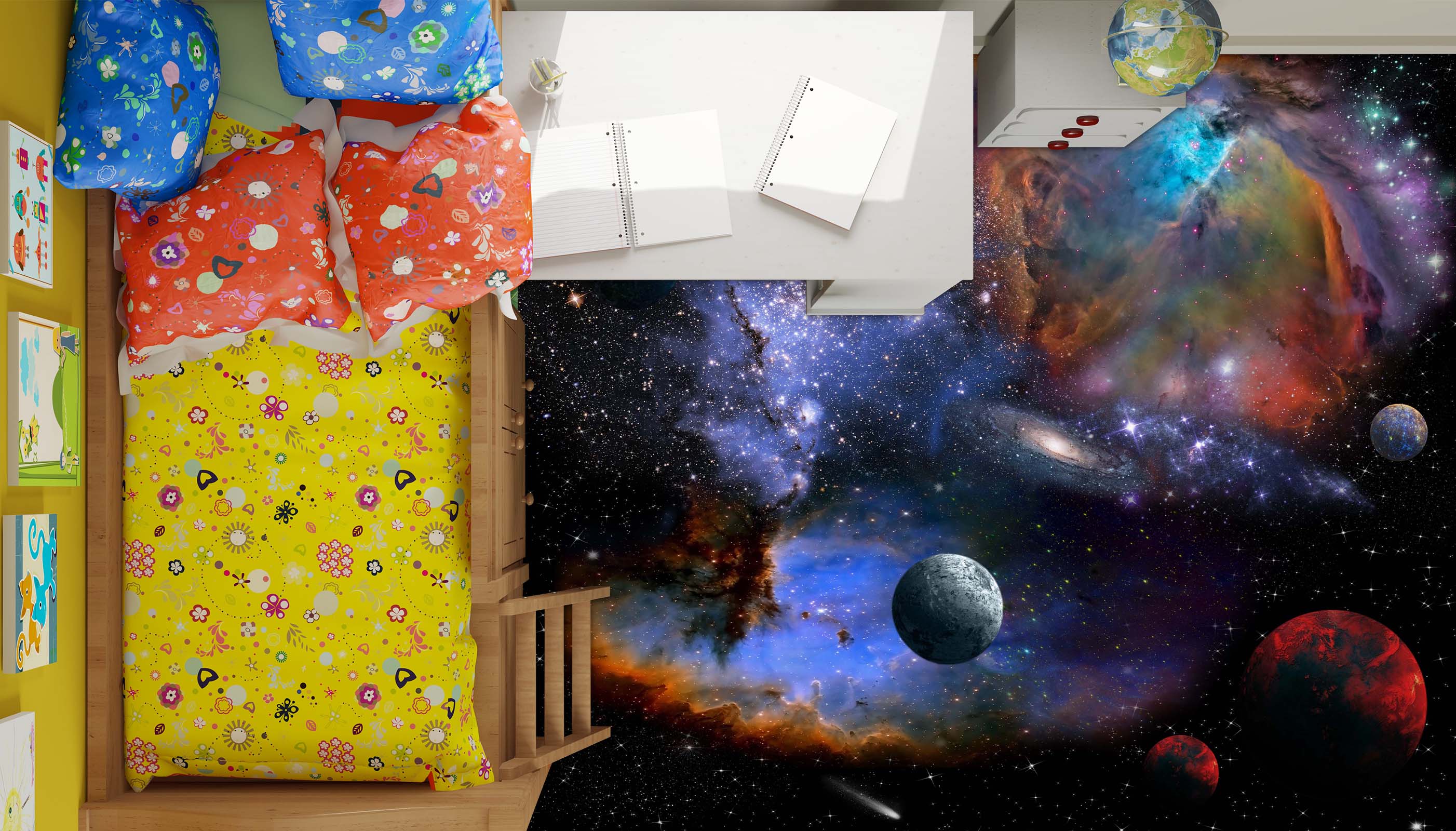 3D Fantasy Purple Universe 031 Floor Mural  Wallpaper Murals Rug & Mat Print Epoxy waterproof bath floor