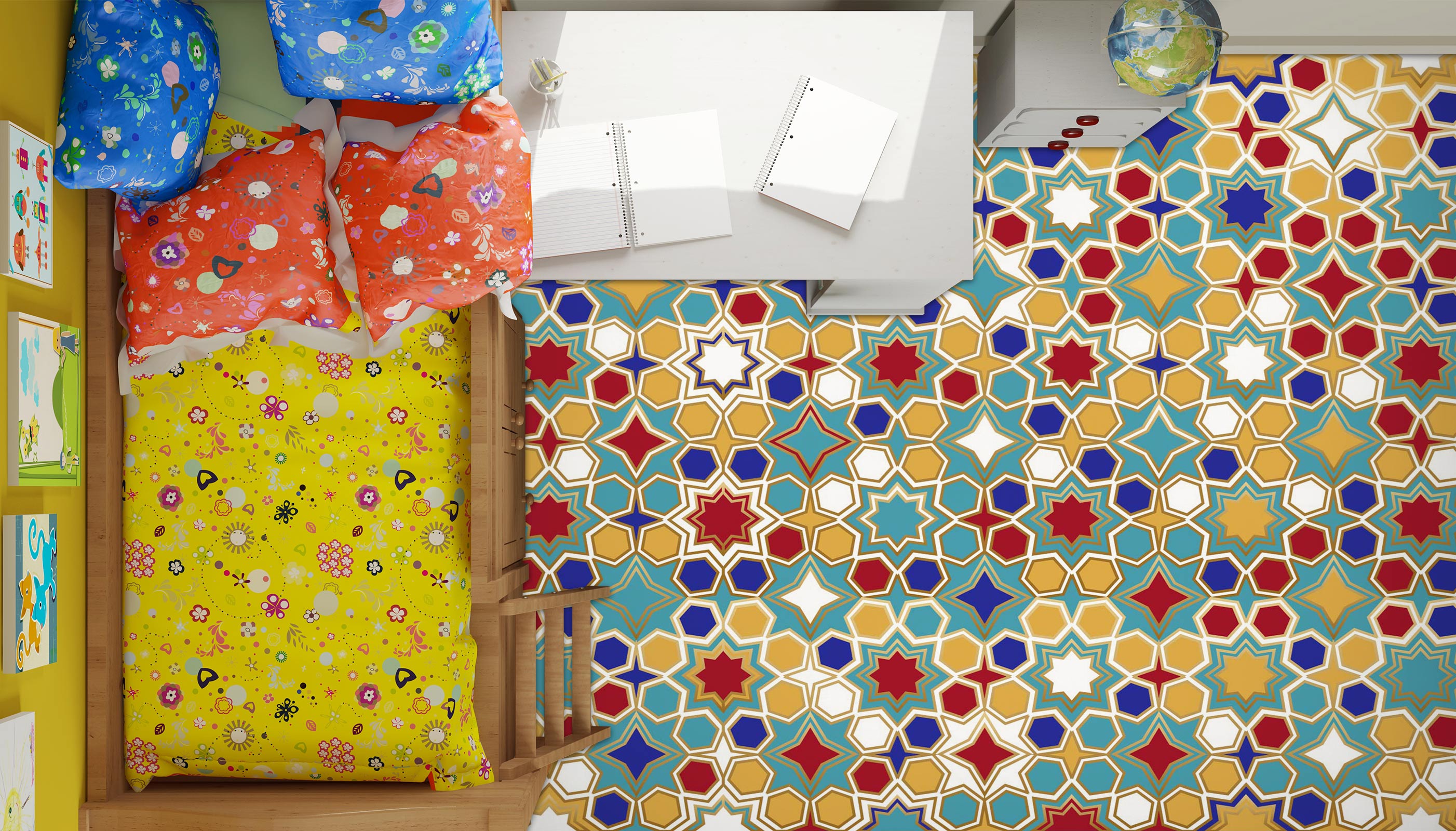 3D Fun Hexagons 410 Floor Mural  Wallpaper Murals Rug & Mat Print Epoxy waterproof bath floor