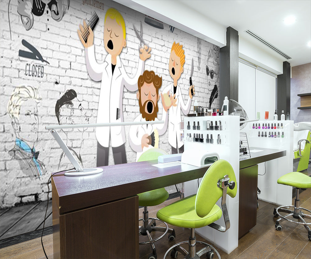3D Happy Barber 1505 Wall Murals