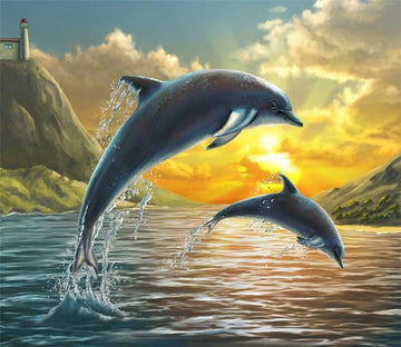 3D Jumping Dolphins 464 Wallpaper AJ Wallpaper 