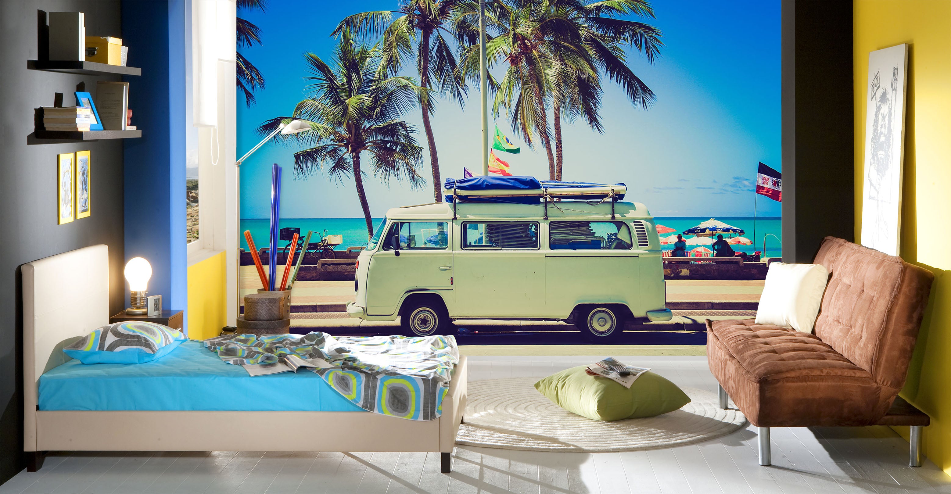 3D Coconut Tree Car 279 Vehicle Wall Murals