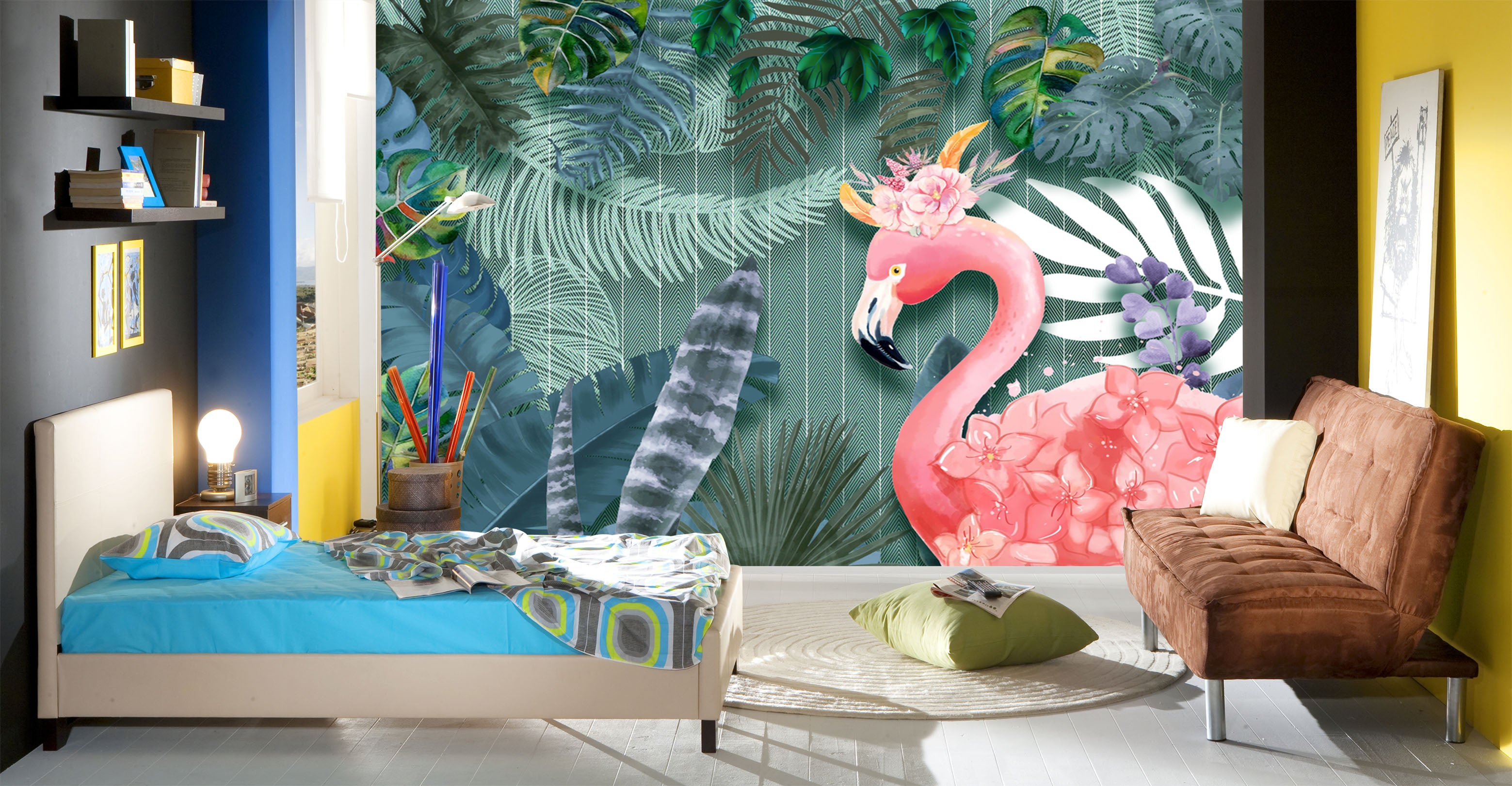 3D Flamingo Feathers 1551 Wall Murals
