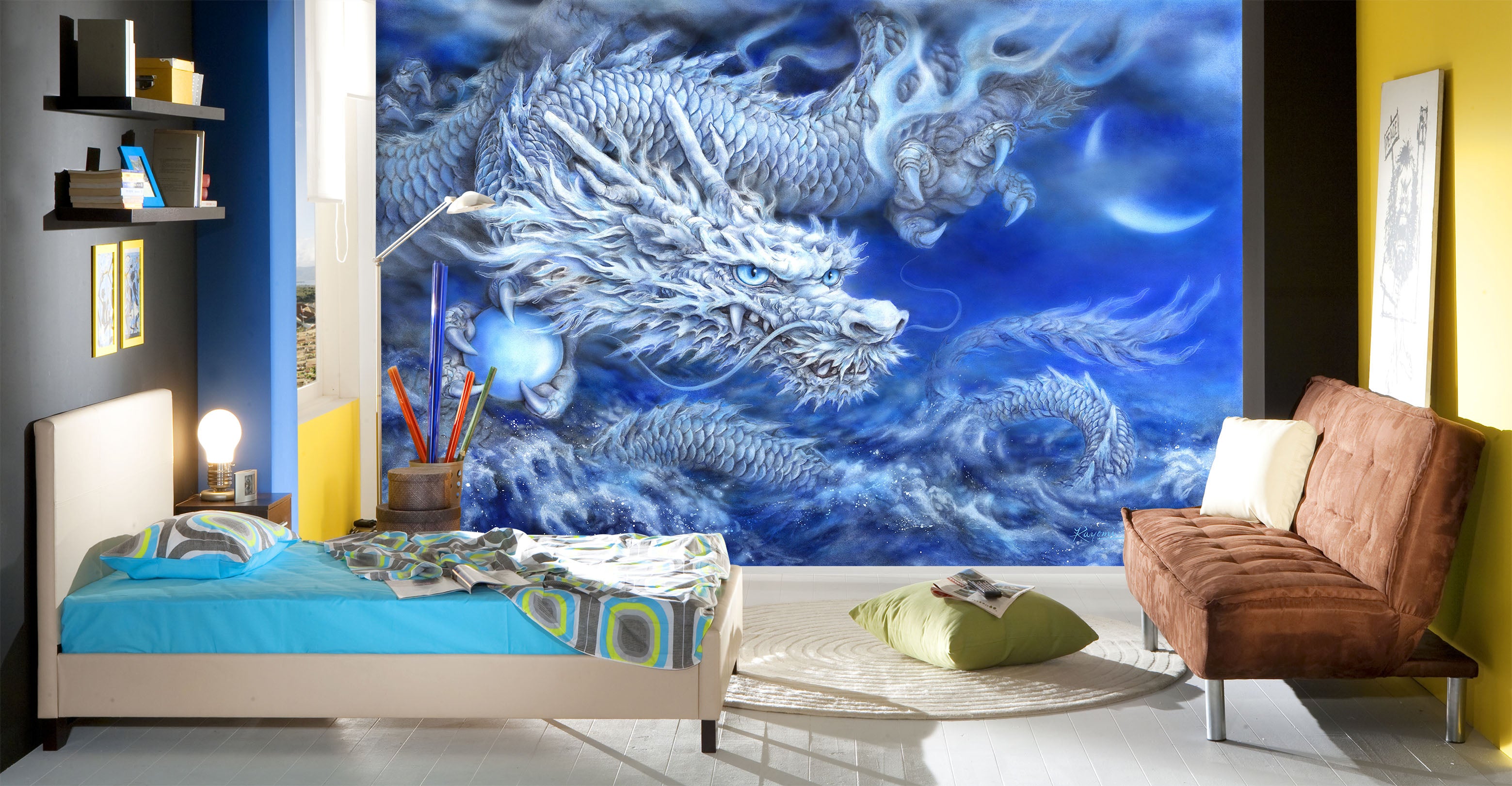 3D White Dragon 5448 Kayomi Harai Wall Mural Wall Murals