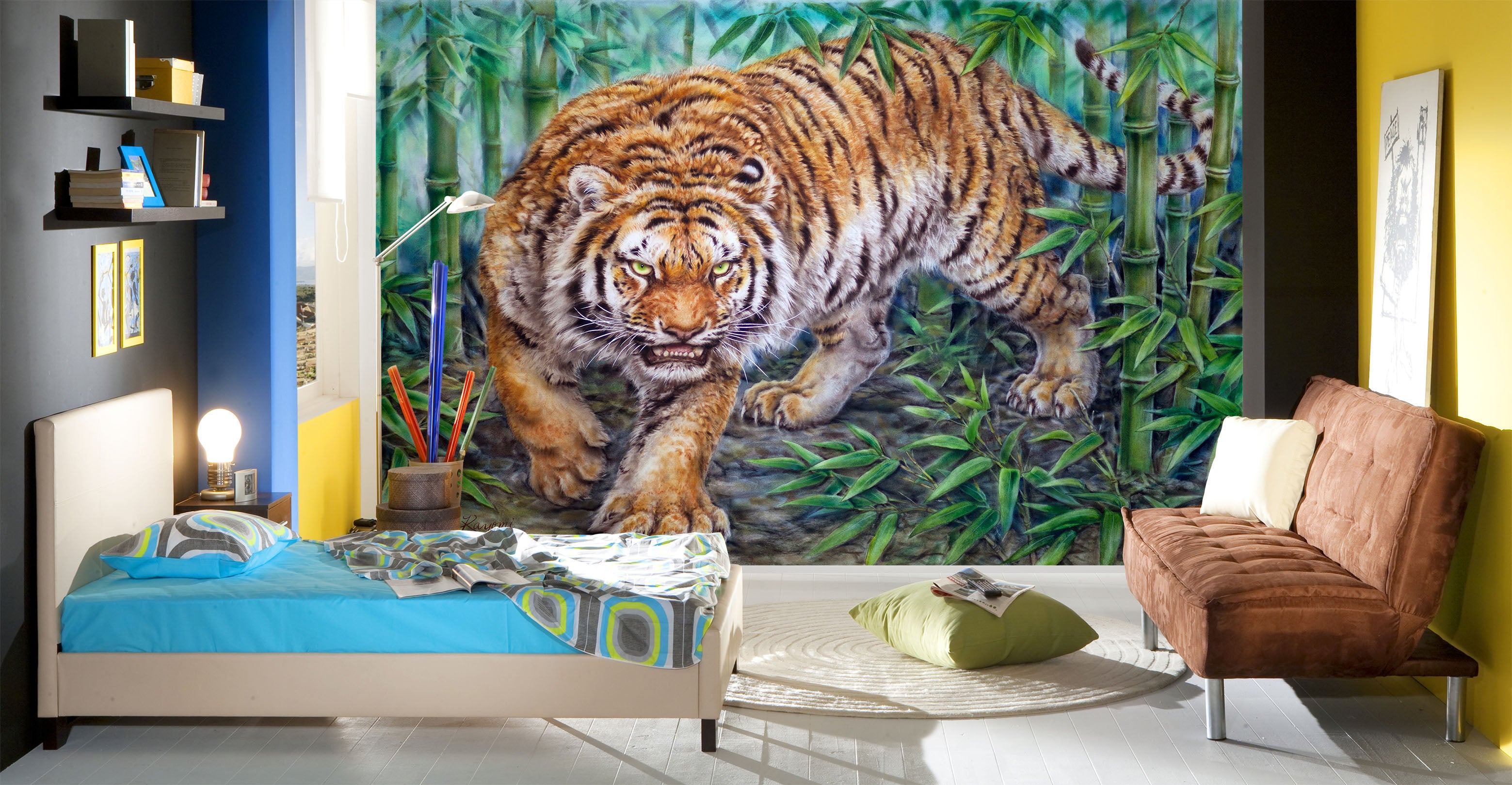 3D Bamboo Forest Tiger 5405 Kayomi Harai Wall Mural Wall Murals