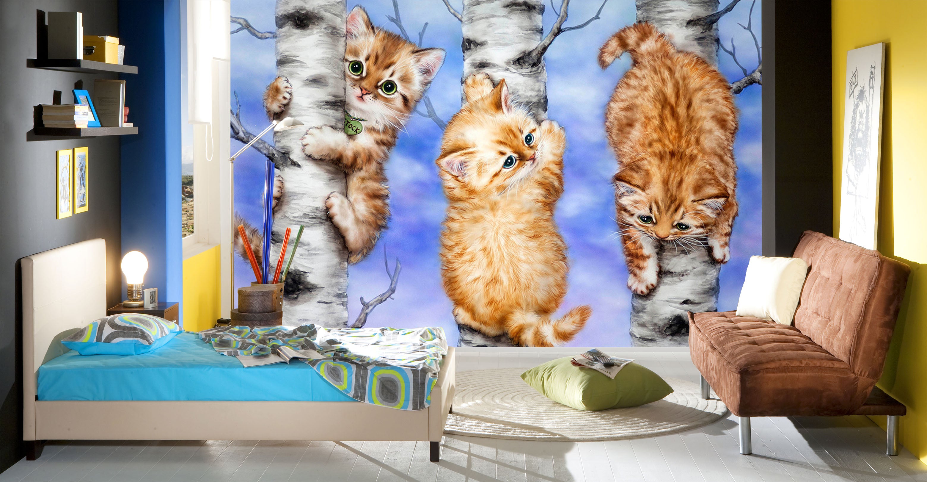 3D Orange Cat 5445 Kayomi Harai Wall Mural Wall Murals