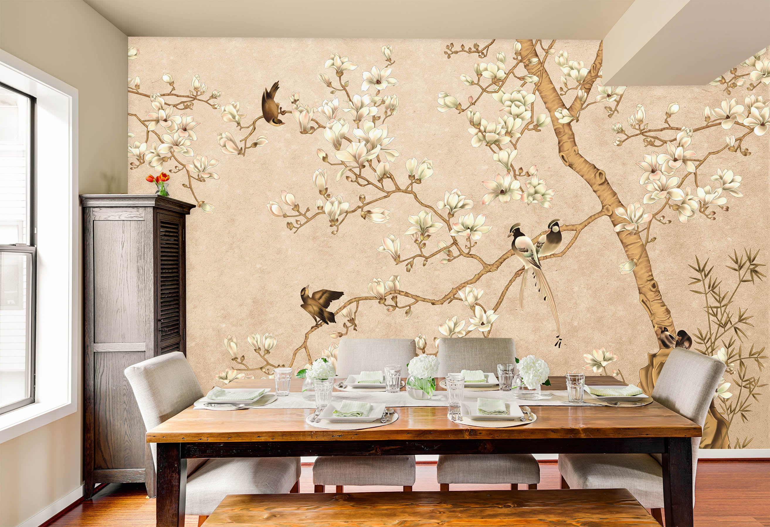 3D Flower Bird 1437 Wall Murals