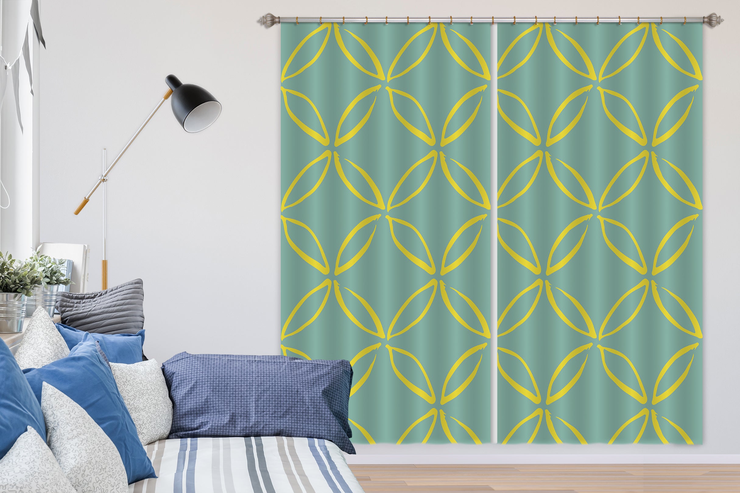 3D Yellow Line Circle 11126 Kashmira Jayaprakash Curtain Curtains Drapes