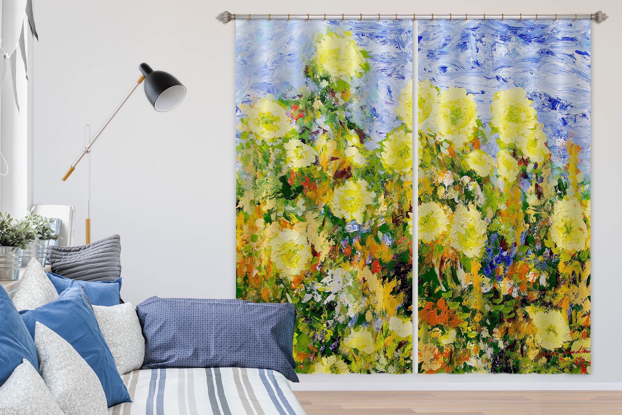 3D Yellow Flowers 264 Allan P. Friedlander Curtain Curtains Drapes