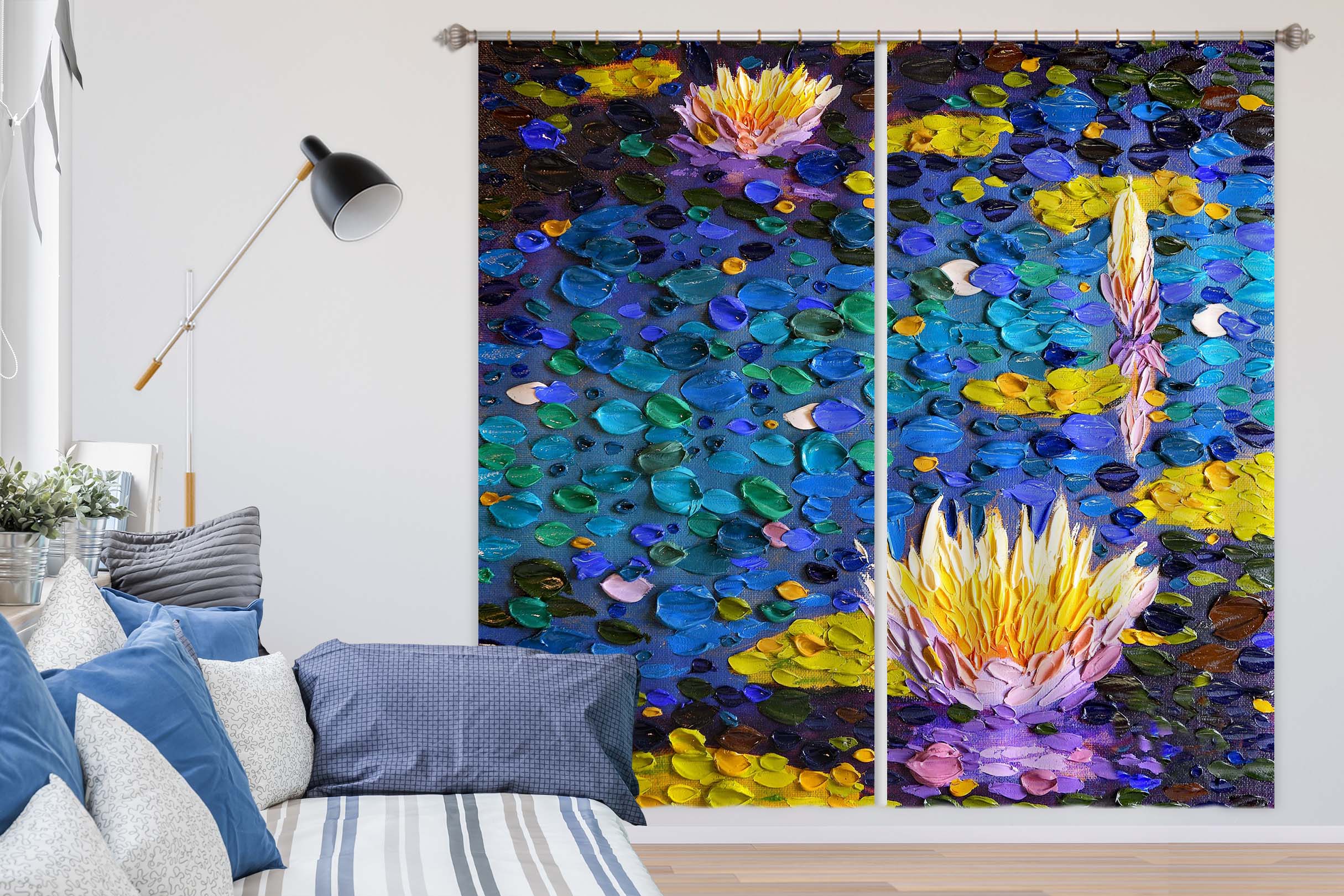 3D Lotus Pond 062 Dena Tollefson Curtain Curtains Drapes