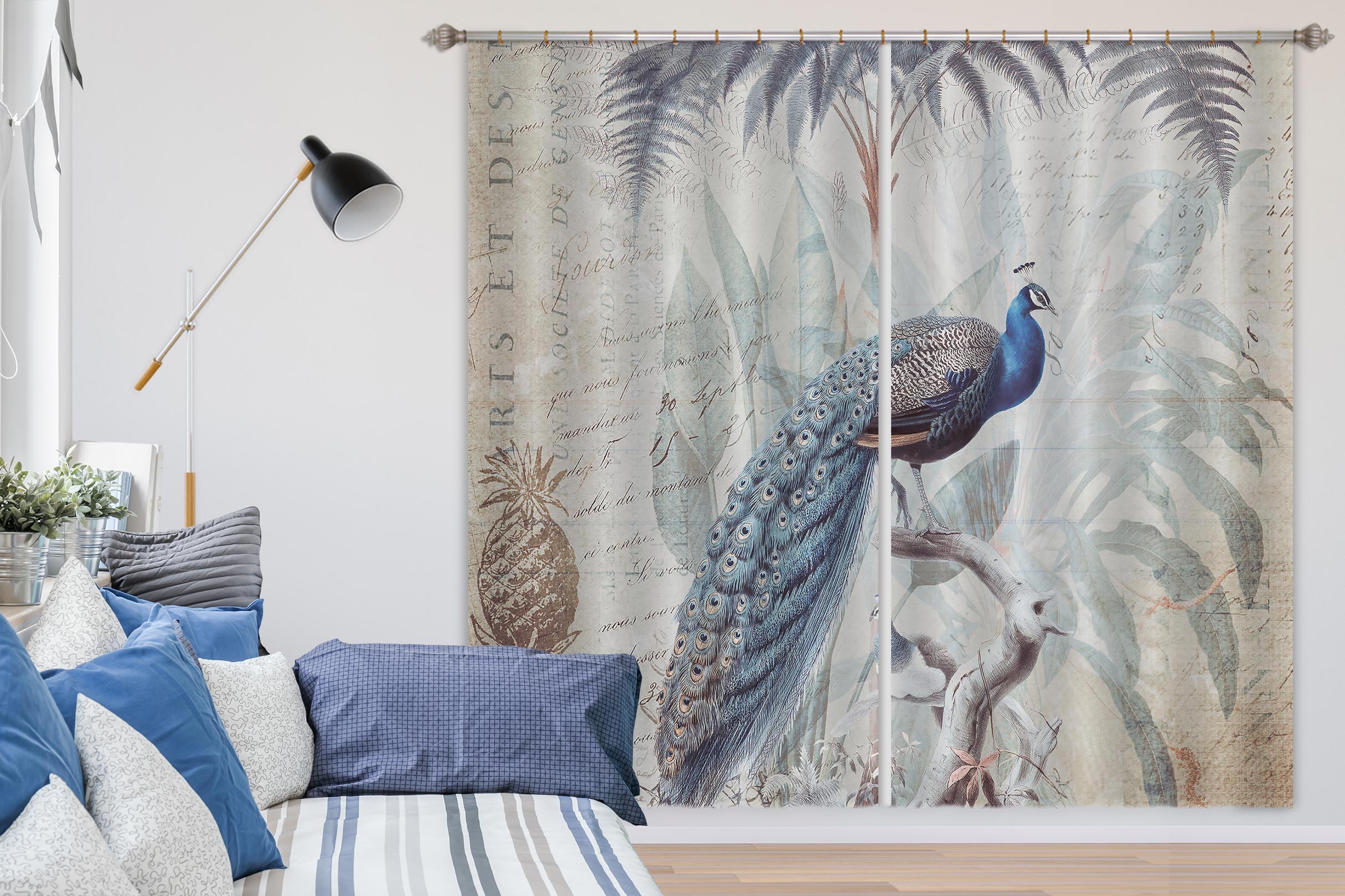 3D Peacock Palm 008 Andrea haase Curtain Curtains Drapes