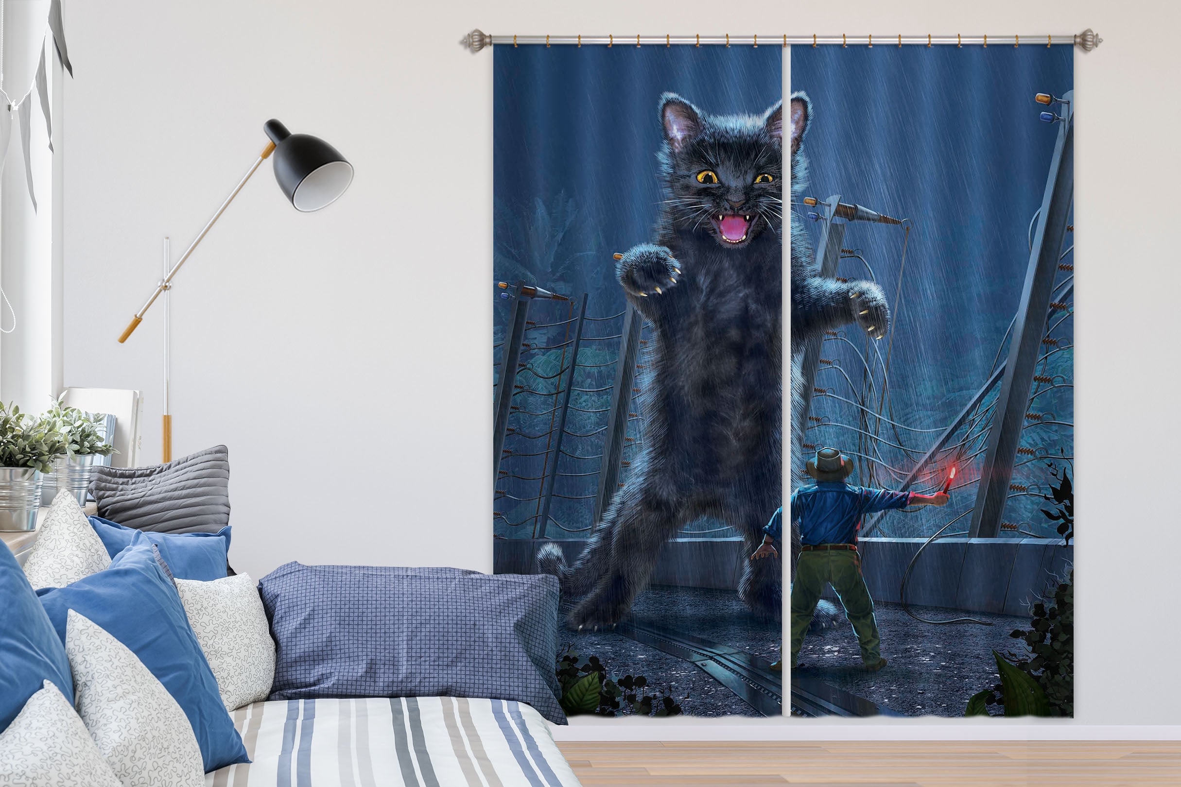 3D Jurassic Kitty 047 Vincent Hie Curtain Curtains Drapes