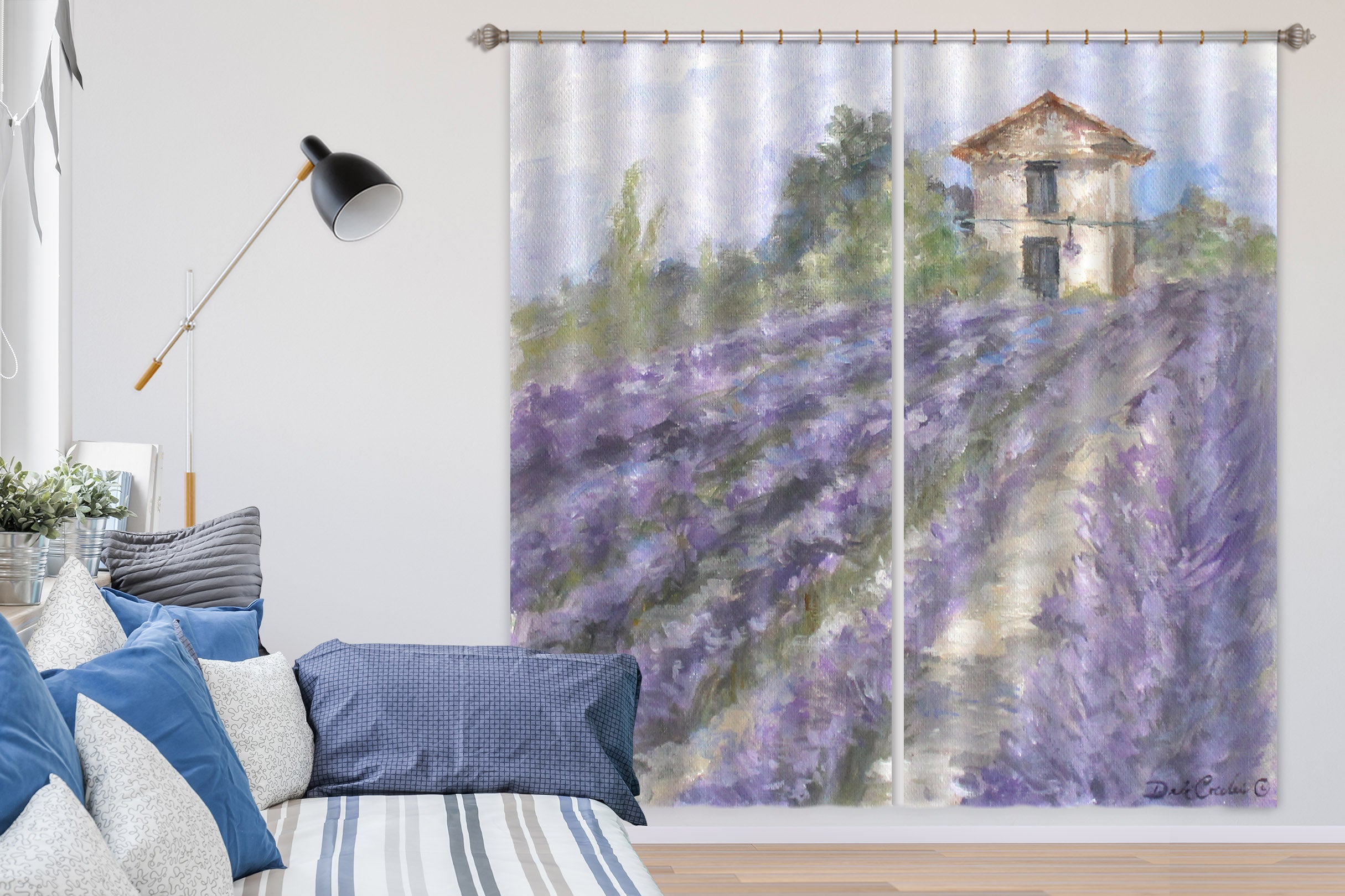 3D Purple Flower Field 3047 Debi Coules Curtain Curtains Drapes