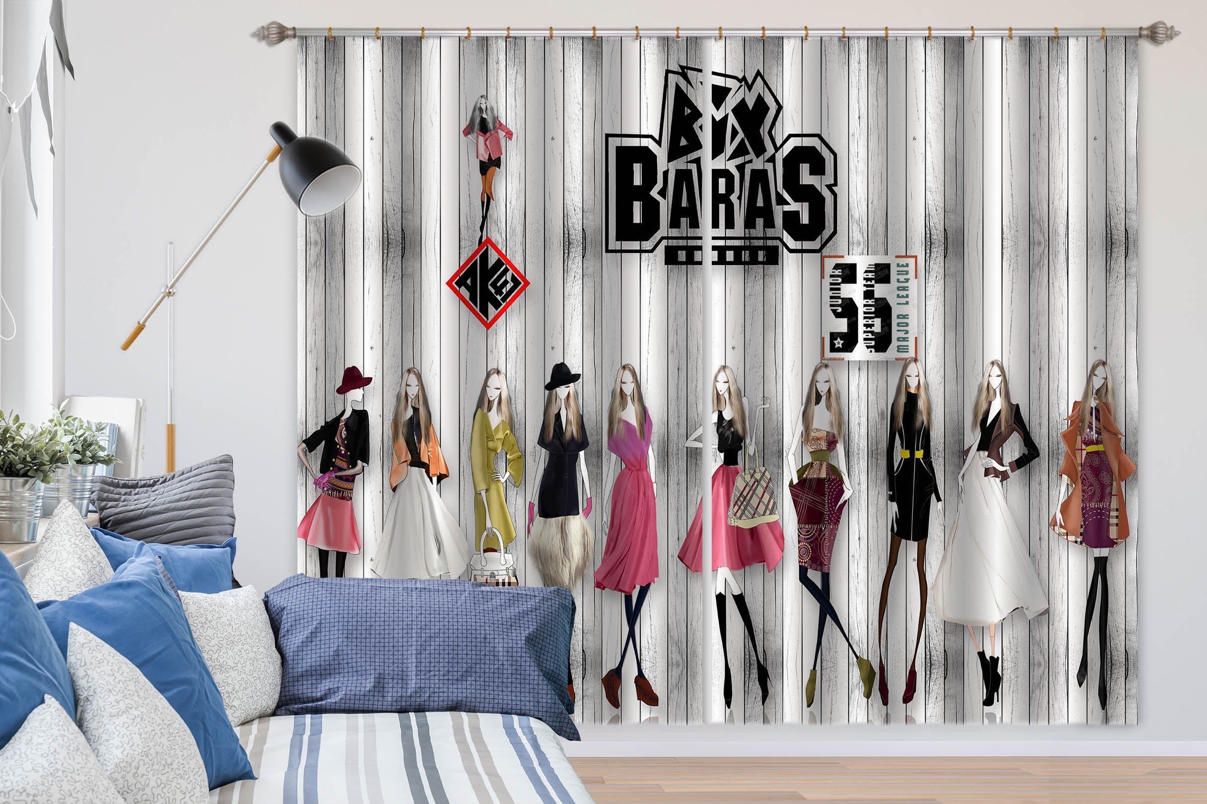 3D Fashion Girl 725 Curtains Drapes