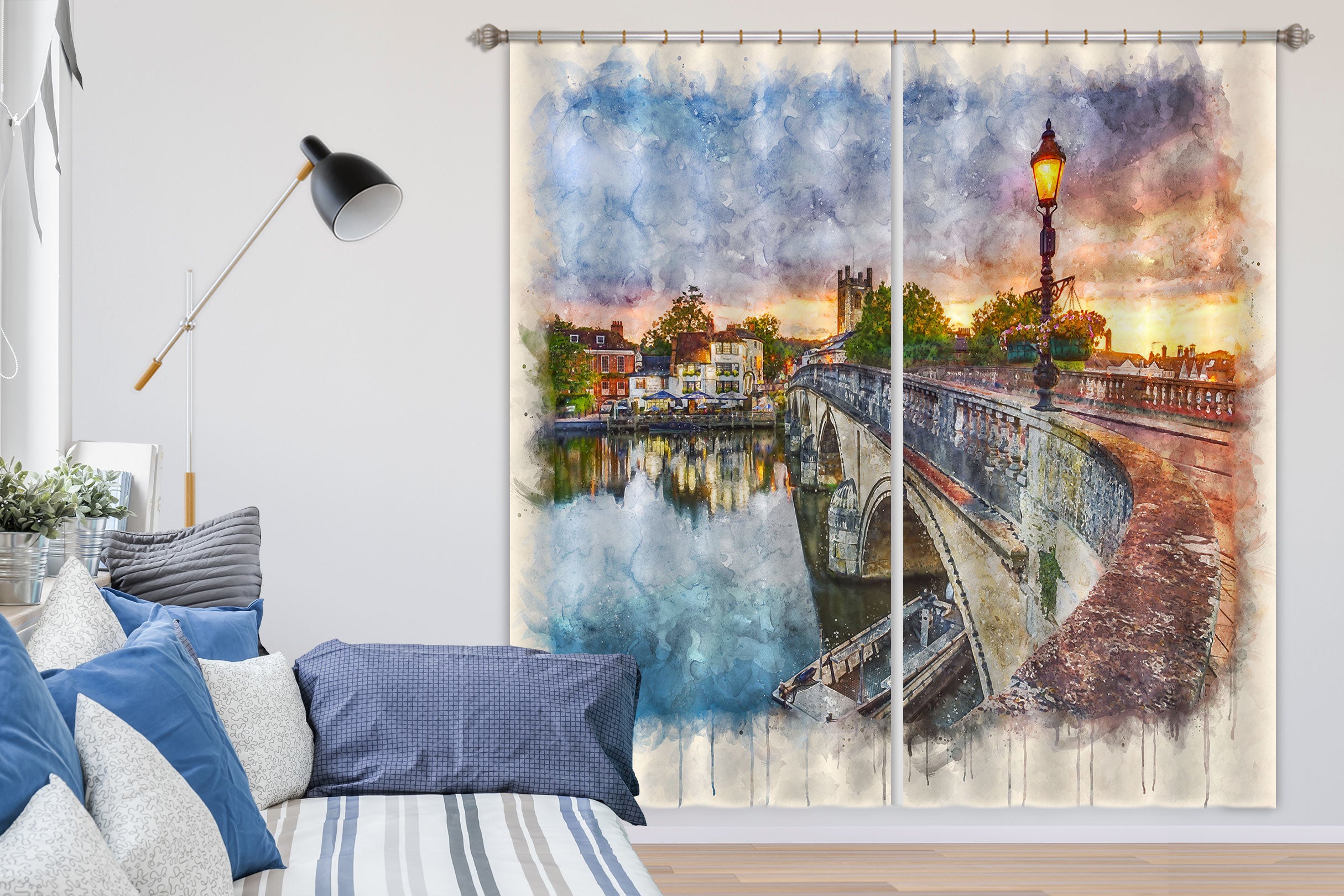 3D Street Light River 041 Assaf Frank Curtain Curtains Drapes