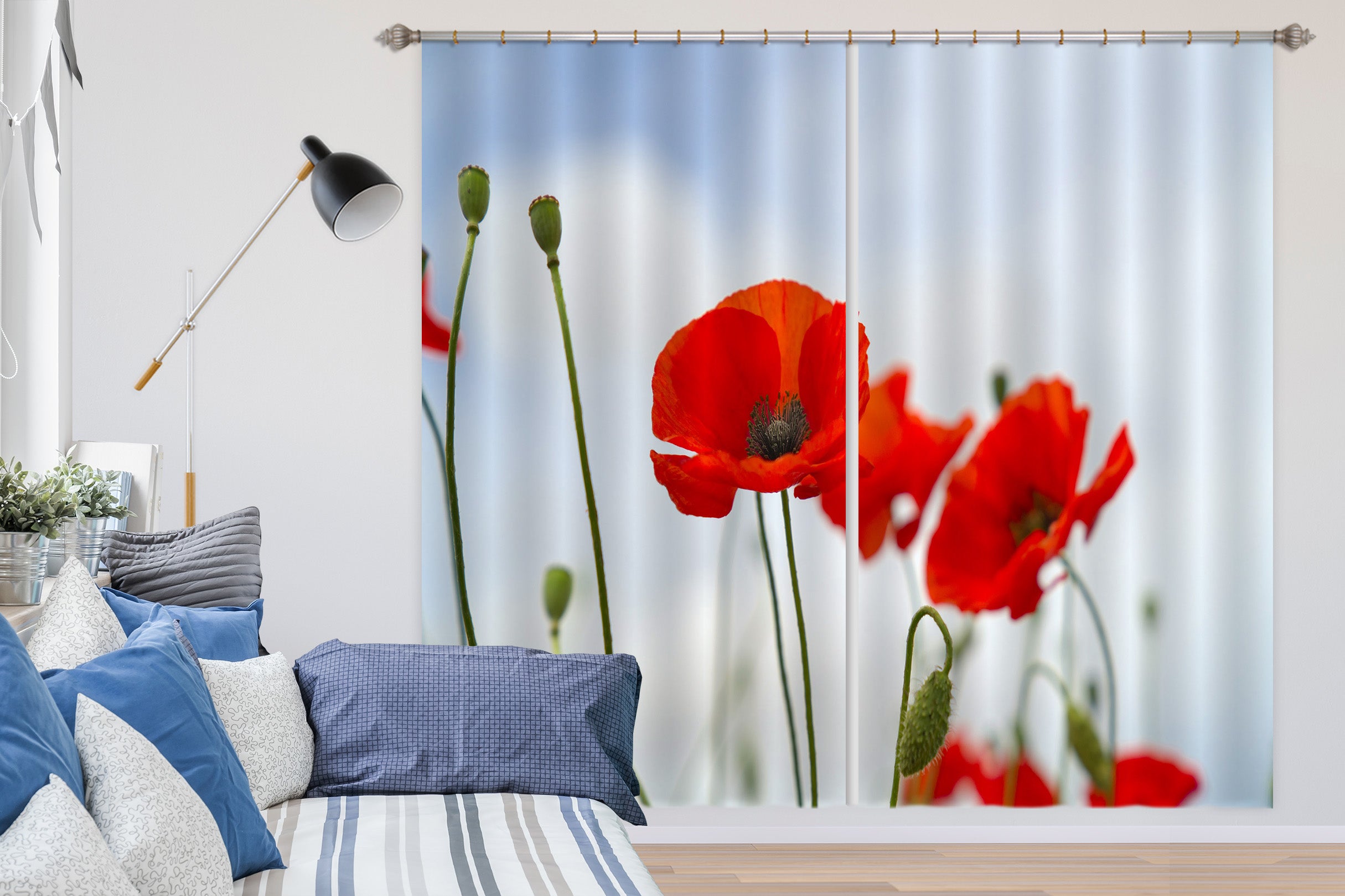 3D Red Flowers 183 Marco Carmassi Curtain Curtains Drapes